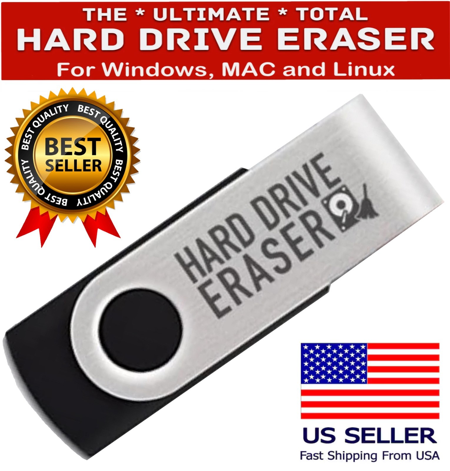 Hard Drive Eraser DBan Bootable USB Nuke, Remove, Destroy, and Disk Wiper NEW