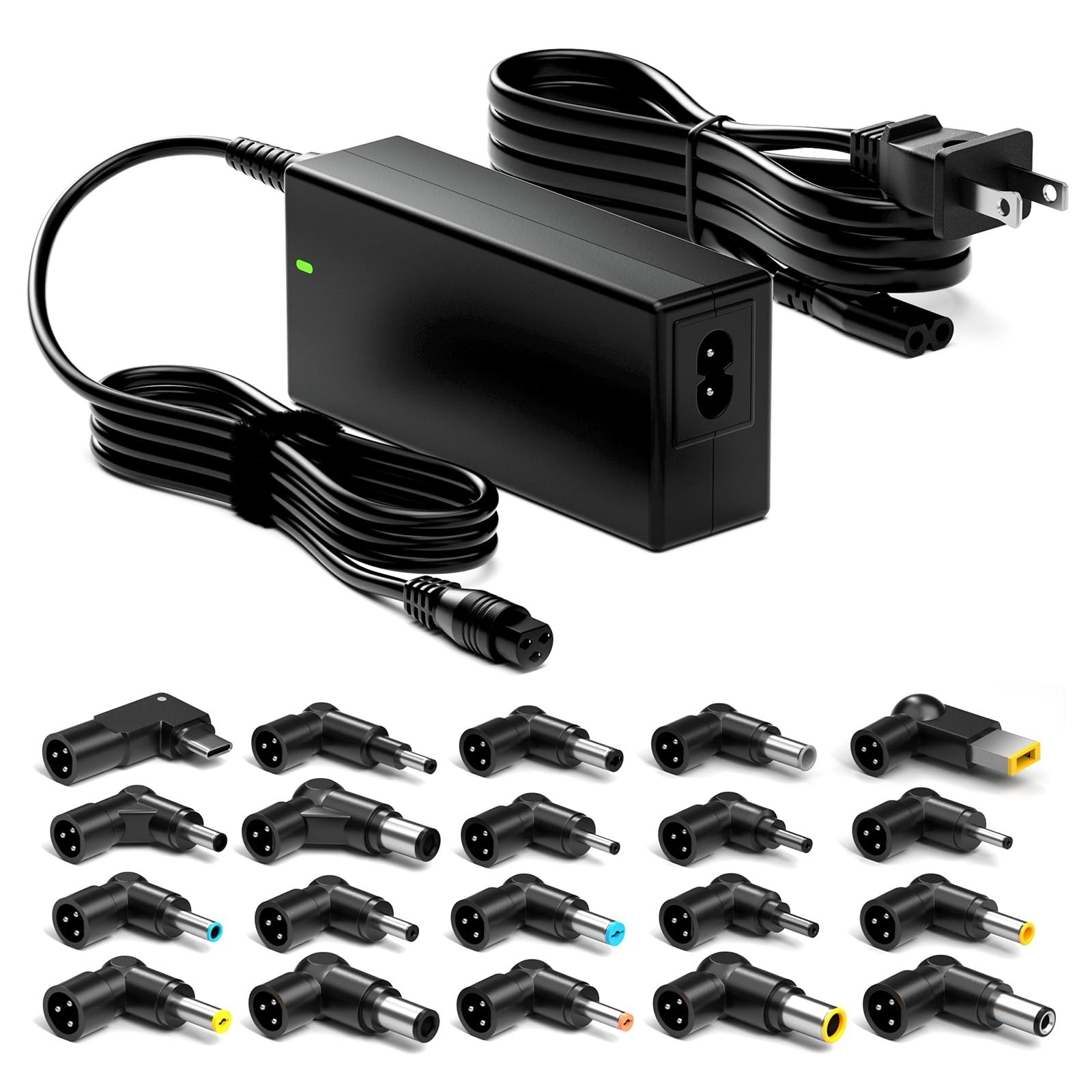 Universal 90W 65W USB C Laptop Charger with 20 Tips - Fast Charging, Portable Po