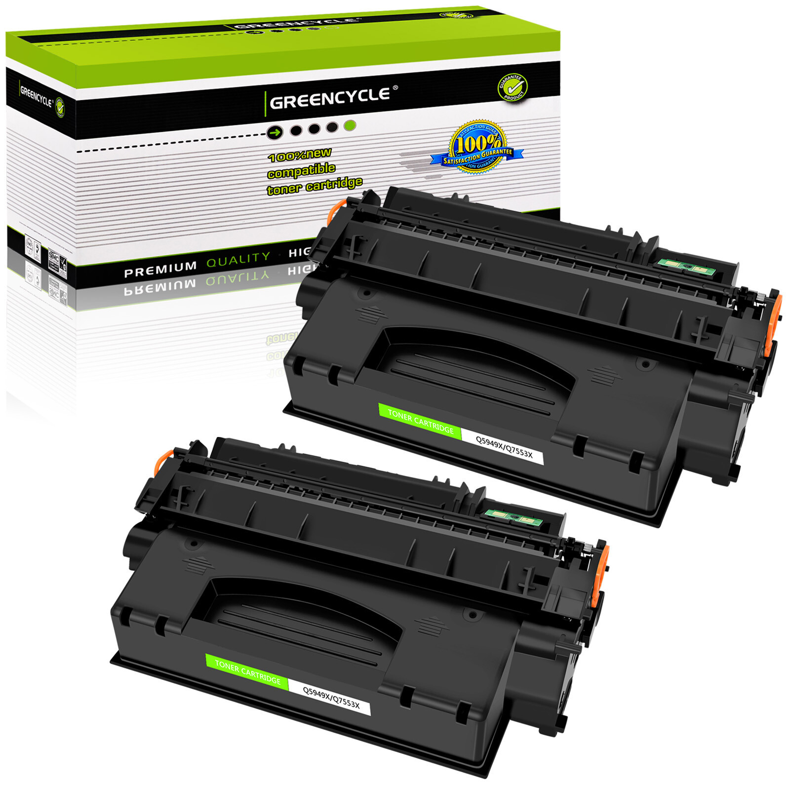 GREENCYCLE 2PK Q7553X 53X Toner Cartridge Fit forHP LaserJet P2015X M2727nfs MFP