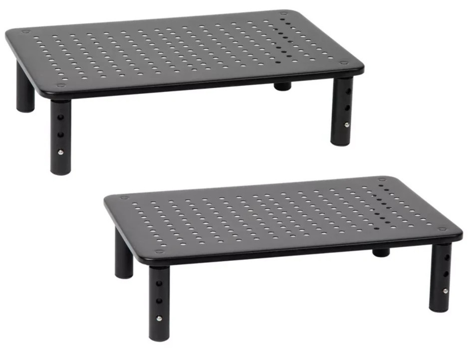 2) Mind Reader Adjustable Height Ventilated Metal Platform Monitor Stands Riser