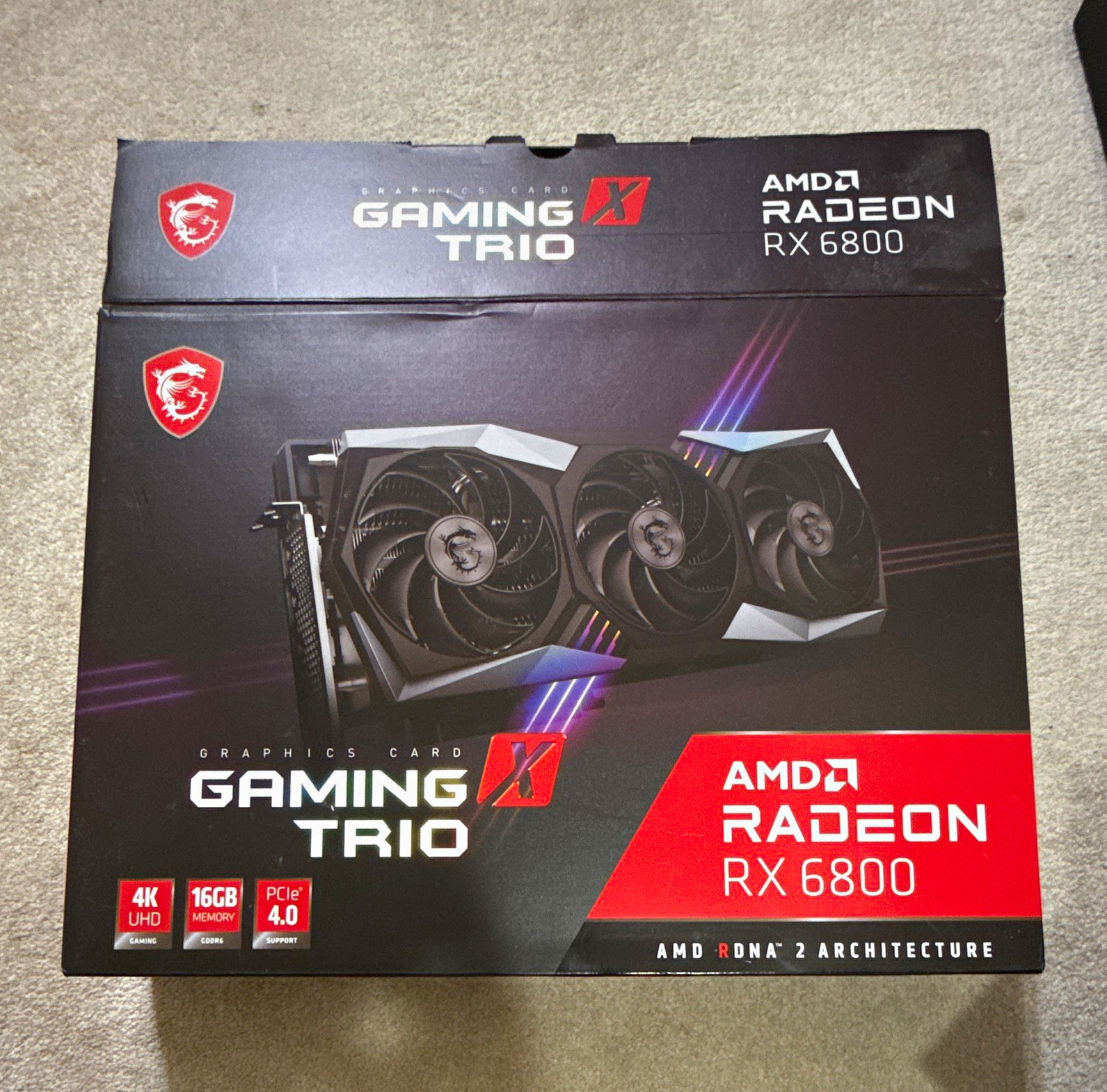 MSI Gaming X Trio AMD Radeon RX 6800 16GB PCIe 4.0 4K UHD Graphics Card