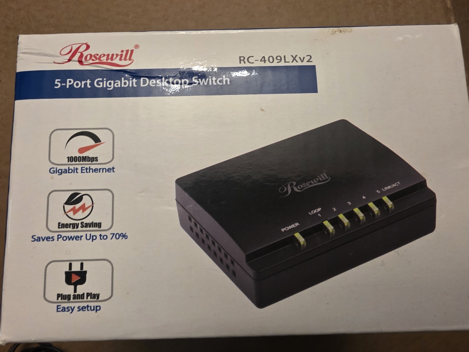 Rosewill 5 Port Gigabit Network Switch (RC-409LXv2)  - NEW IN BOX