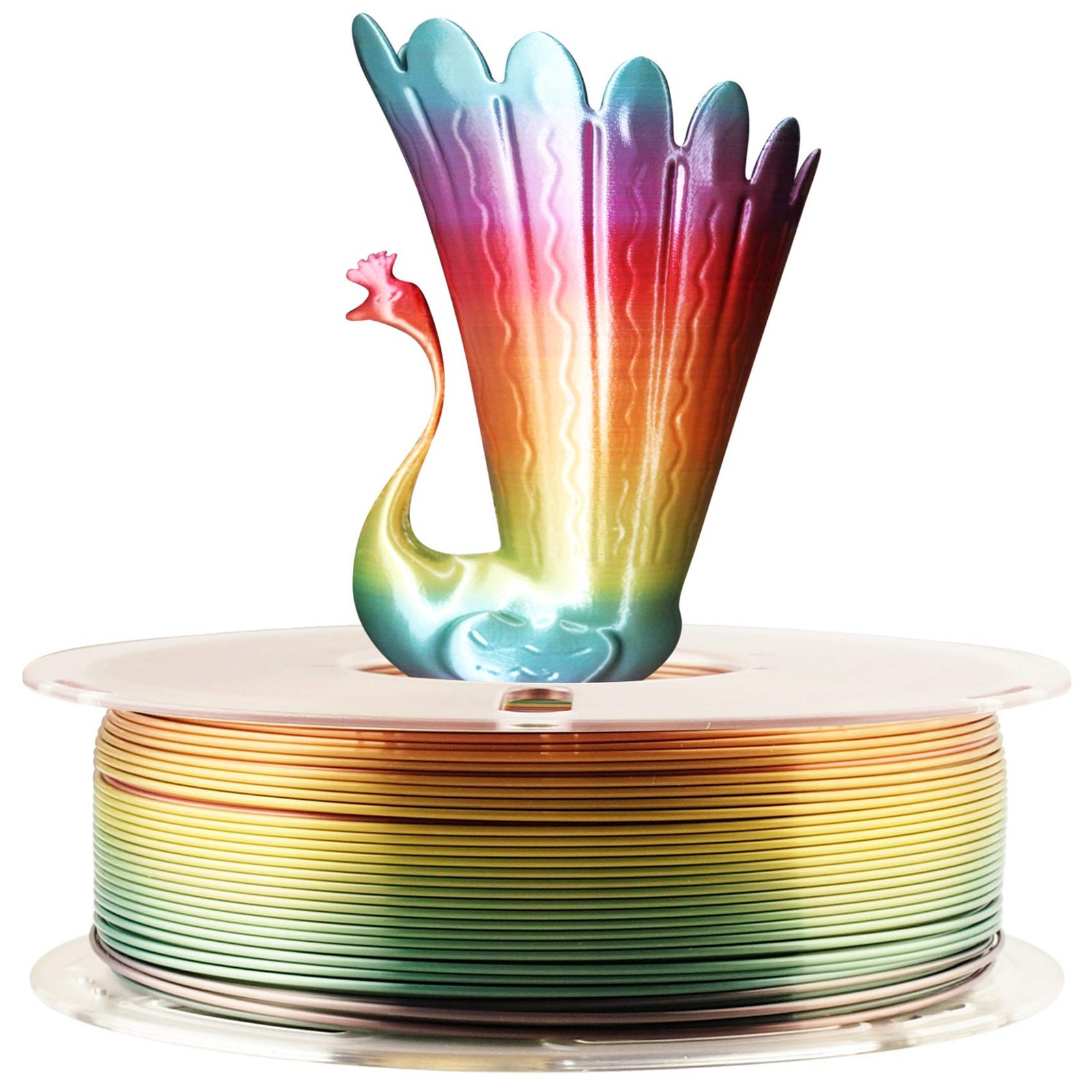Silk Shiny Fast Color Gradient Change Rainbow Multicolored 3D Printer PLA Fil...