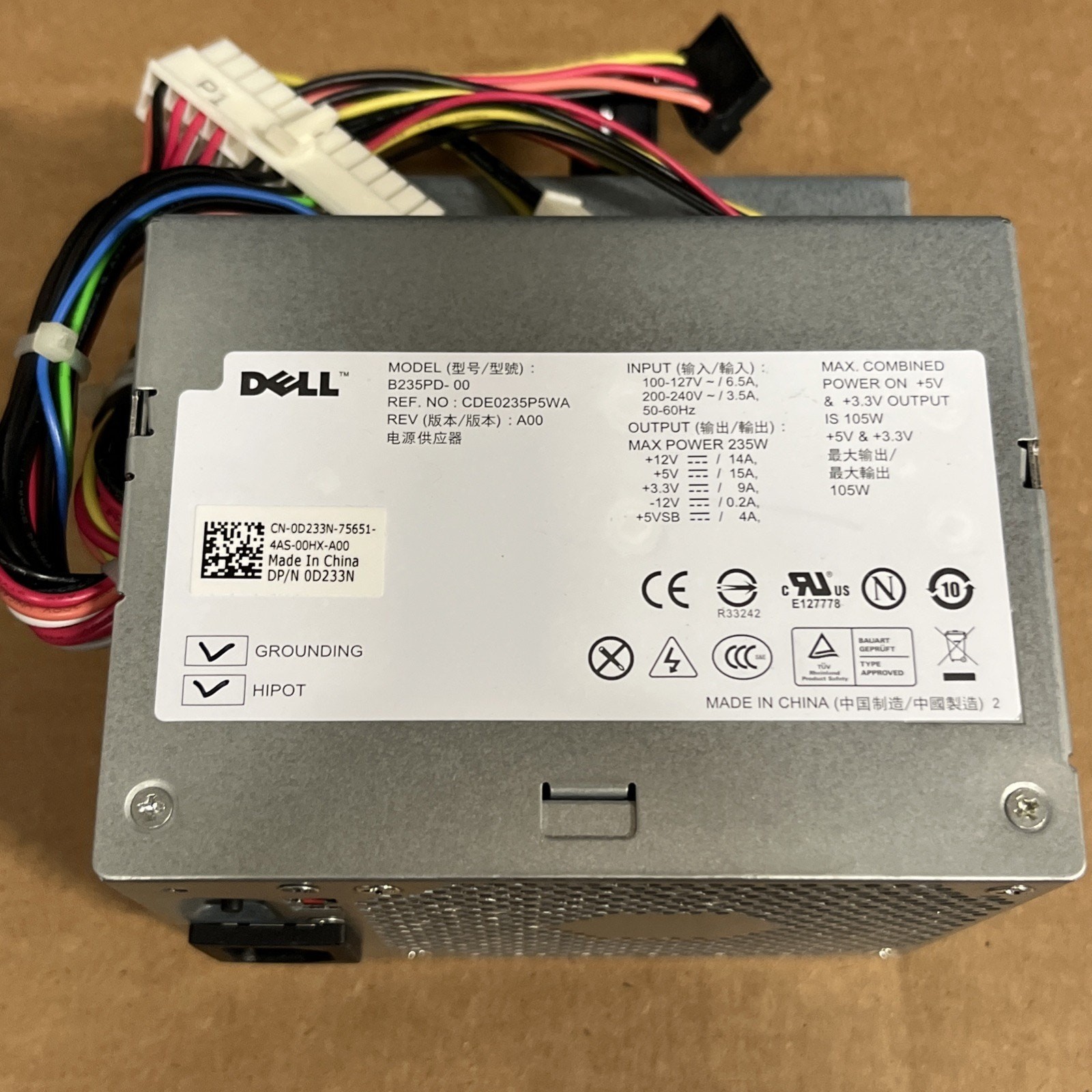 Dell Optiplex 360,380 Desktop Computer Power Supply 235W 0M618F 0M619F 0D233N