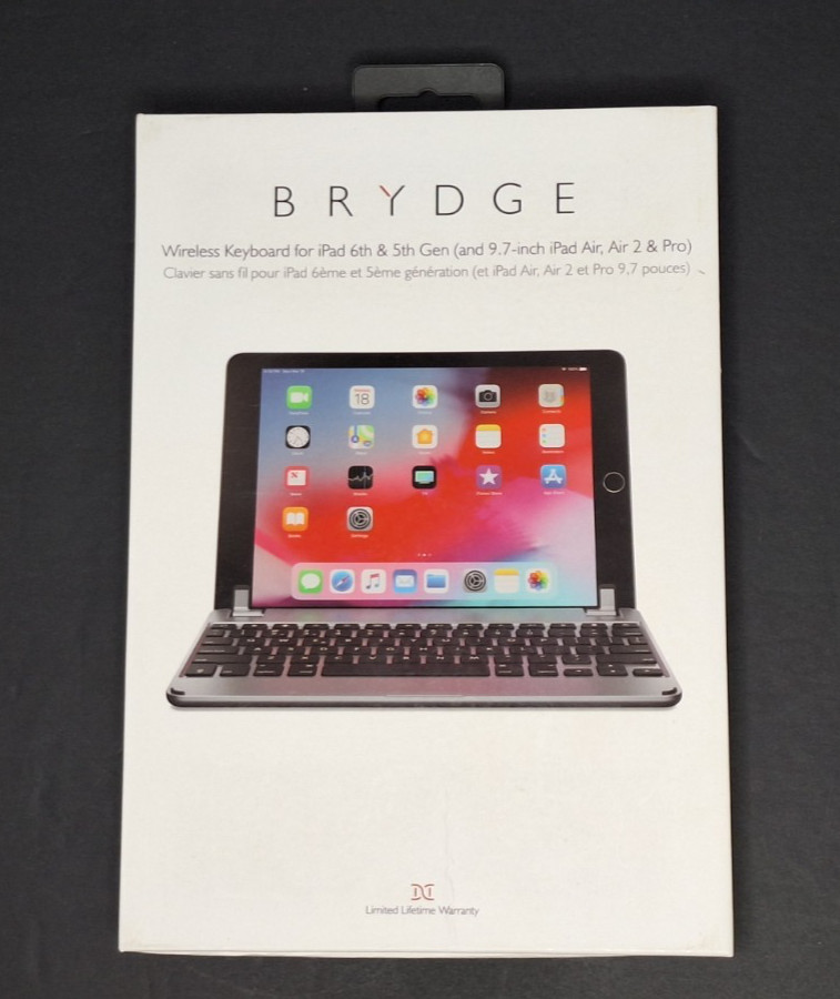 BRYDGE 9.7" Bluetooth Keyboard For iPad 6th & 5th Gen Air 1 & 2 Pro 9.7” Grey