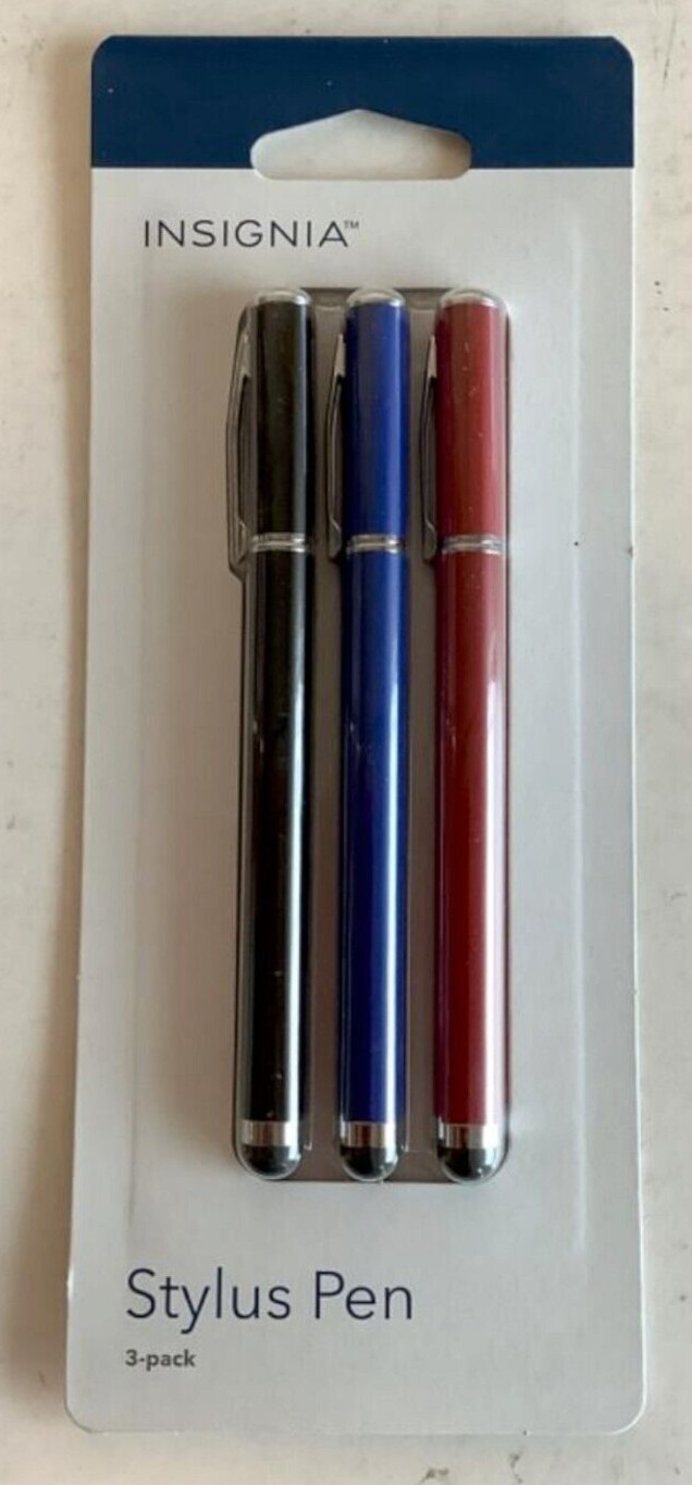 NEW Insignia NS-MST32M Stylus Pen 3-Pack BLACK RED BLUE for Touch Screen Devices