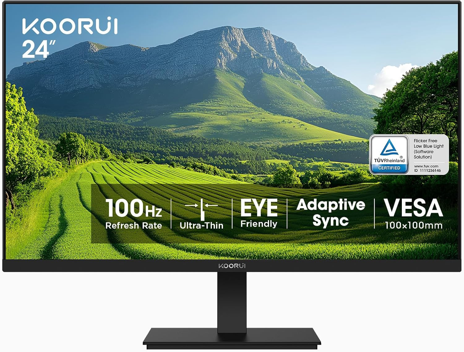 24-Inch Computer Monitor FHD 100Hz VA HDMI/VGA, Audio Out