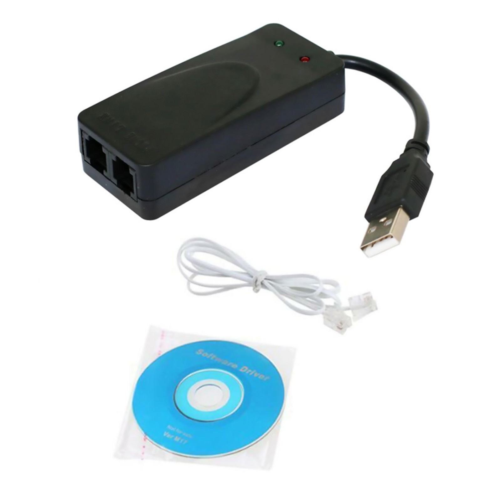 Dual RJ11 Port USB 56K External Dial Up Voice Fax Data Modem For Win 7/8/10