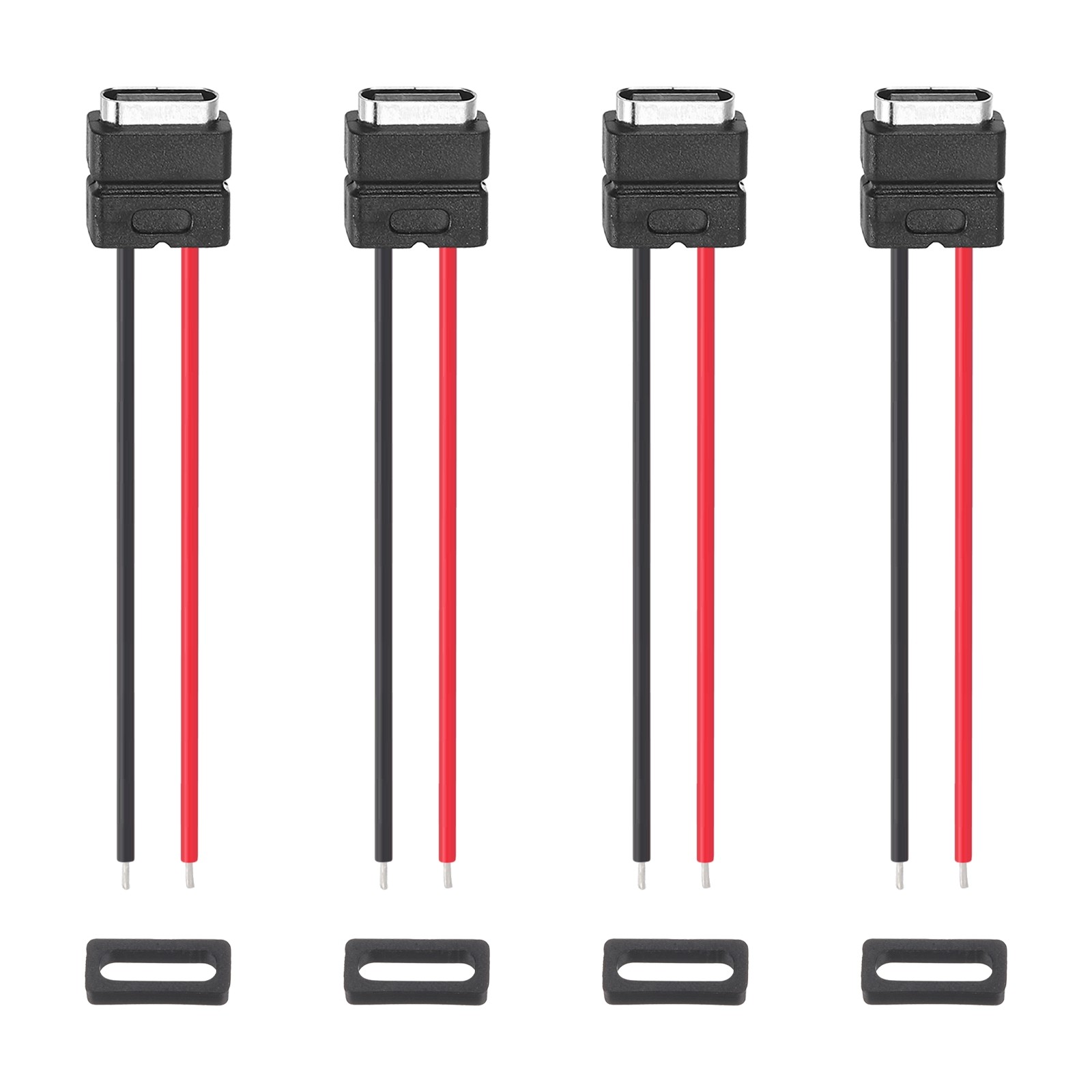 4 Pcs Type-C Female Chassis Waterproof Connector 2 Pin Bare Wire Socket