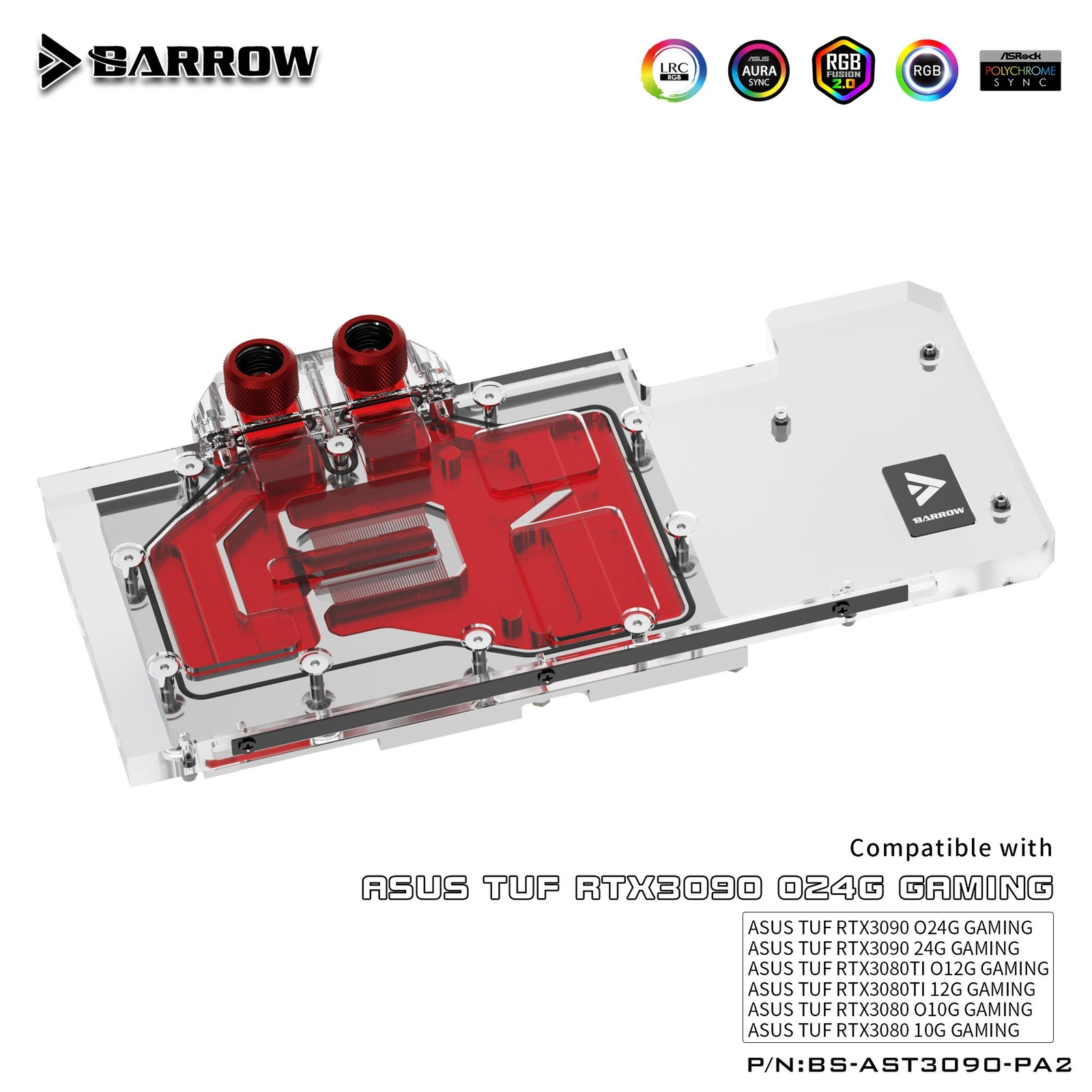 Barrow Liquid Cooling GPU Block for ASUS TUF RTX3090 3080 BS-AST3090-PA2