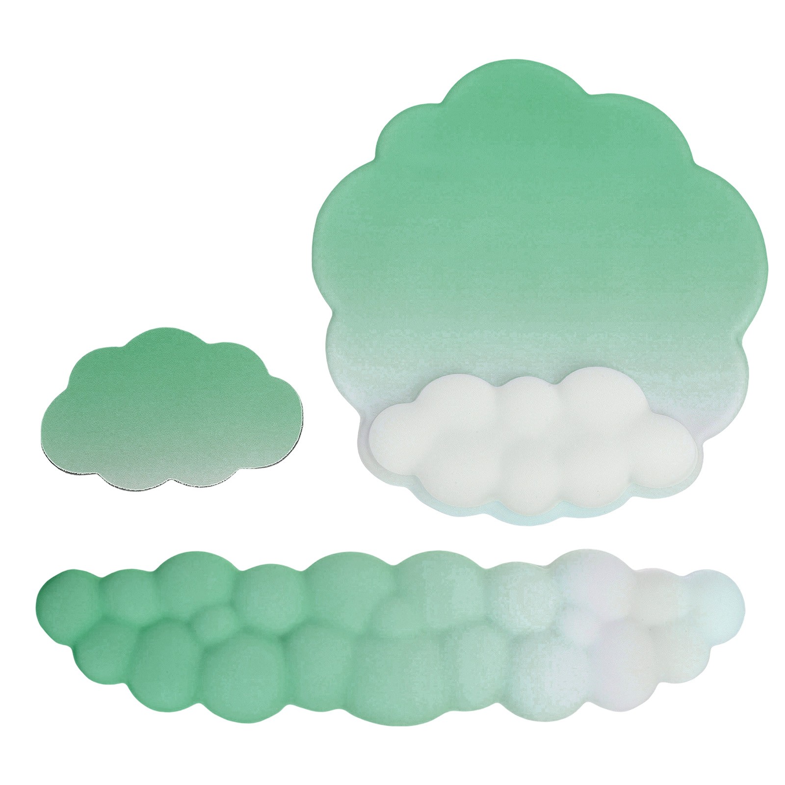 Cloud Keyboard Wrist Rest Memory Foam Mouse Pad Set with Coaster Gradient Green