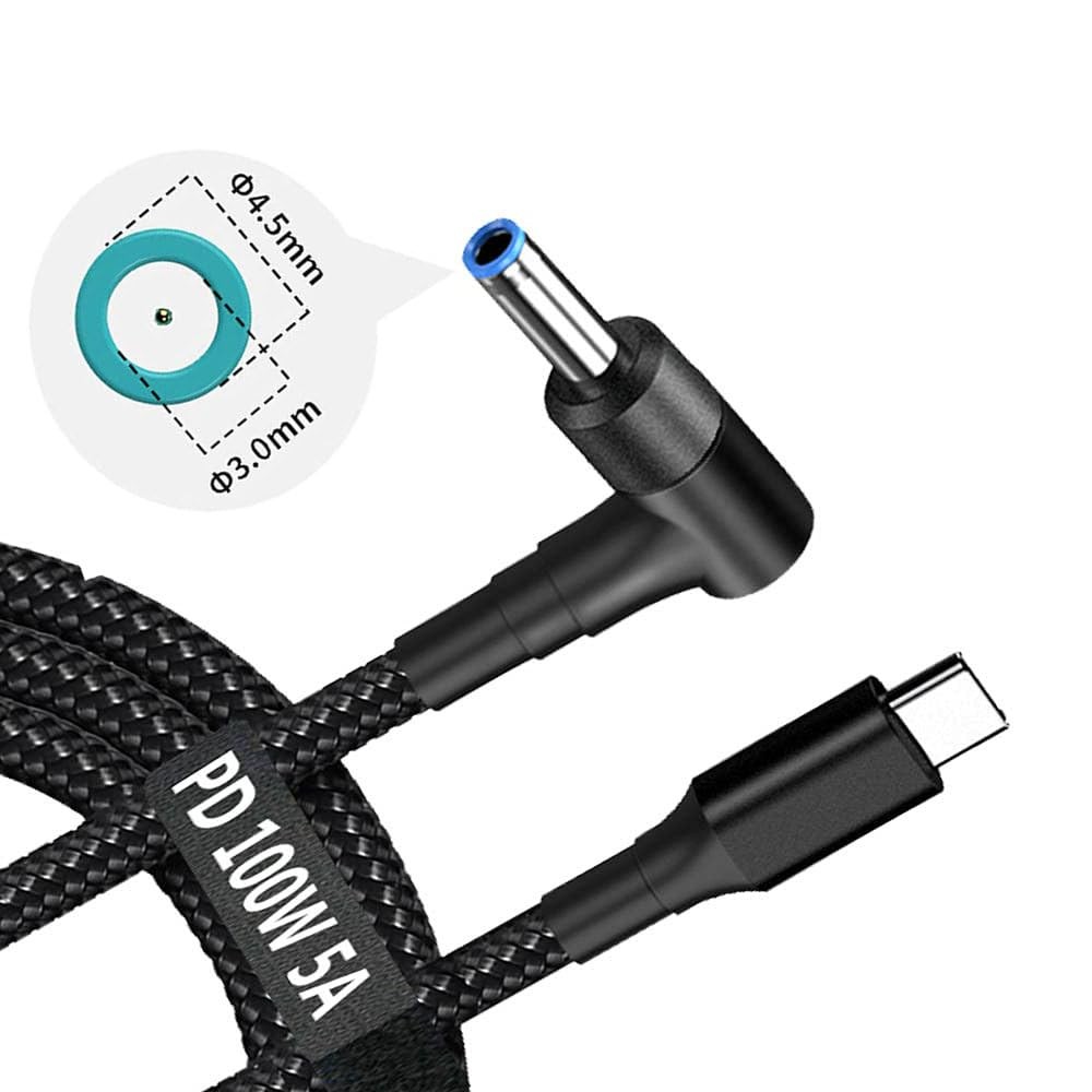 FASTELECTRIC USB C to Slim Laptop Charging Cable Slim, 198 cm long, Black 