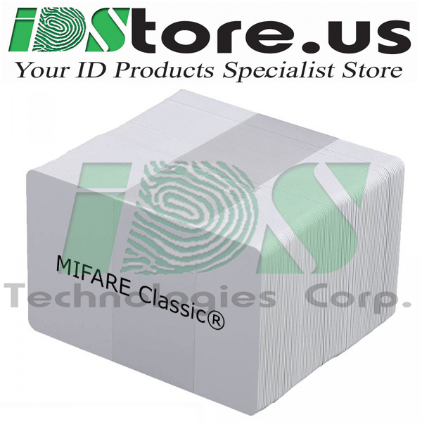 200 MIFARE Classic® 4k Blank White PVC Cards, 3-Tracks HiCo 2750 Magnetic Stripe