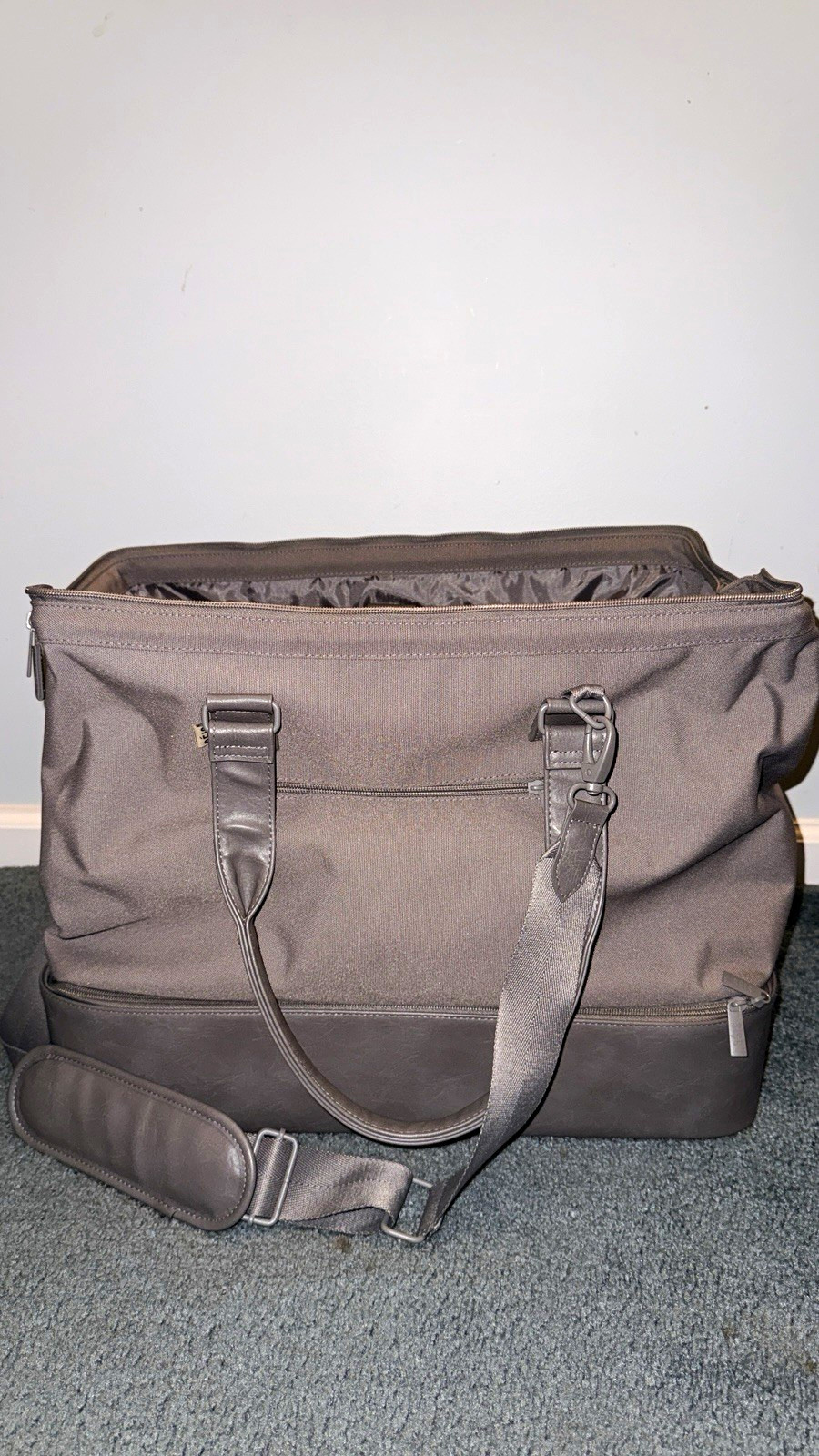 BEIS Gray Weekender Bag w/ Adjustable Shoulder Strap