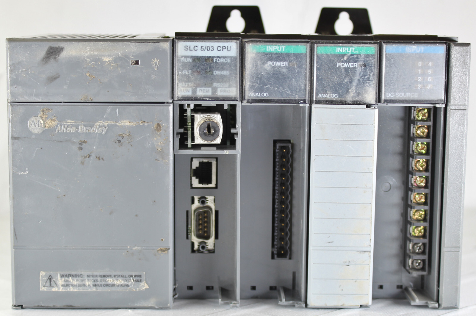 Allen Bradely SLC 500 4-Slot Rack 1746-A4 with 1747-L531, 2x 1746-NI4, 1746-IV8