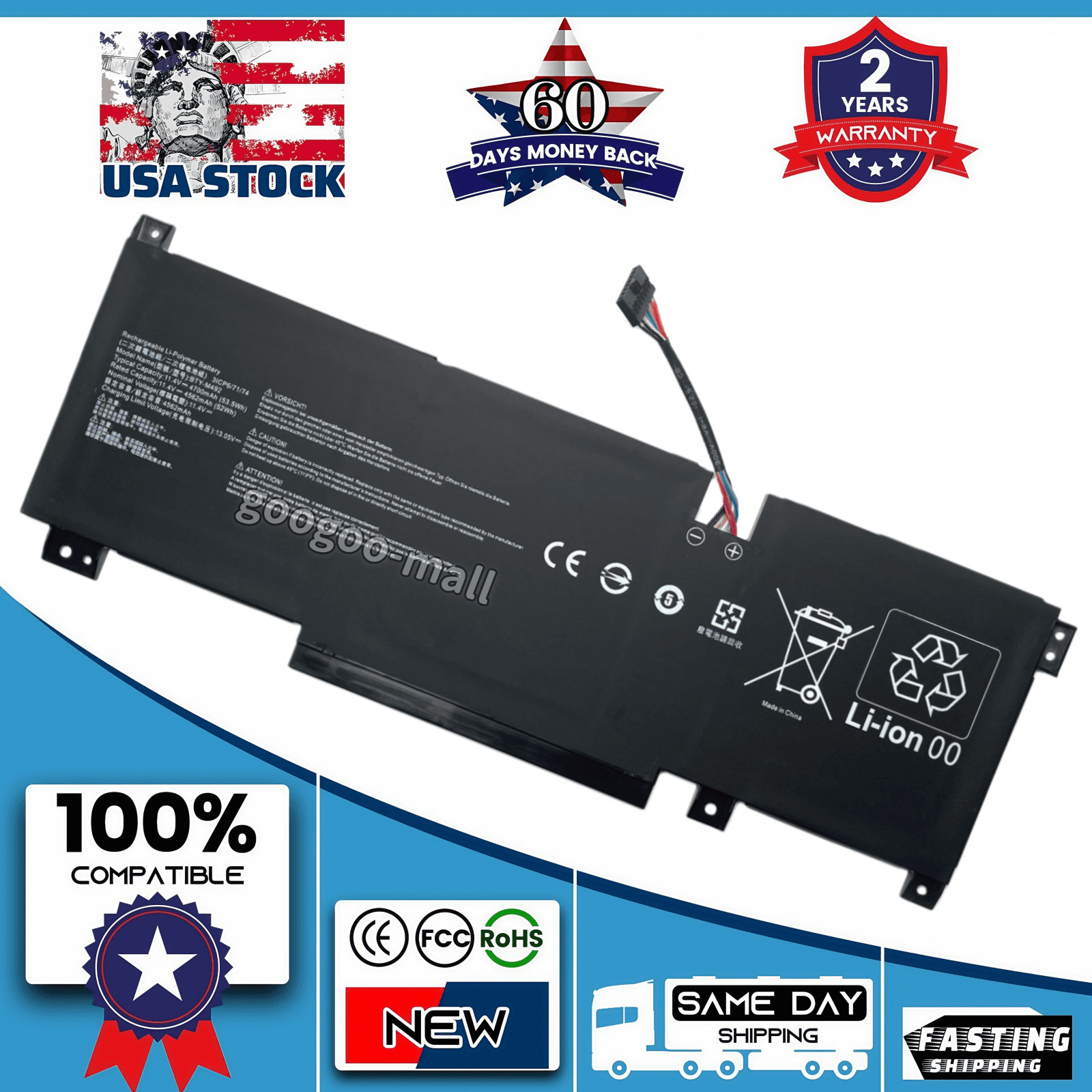 Genuine BTY-M492 Battery For MSI Pulse GL66 GL76 Katana GF66 Sword 15 A11U WF66