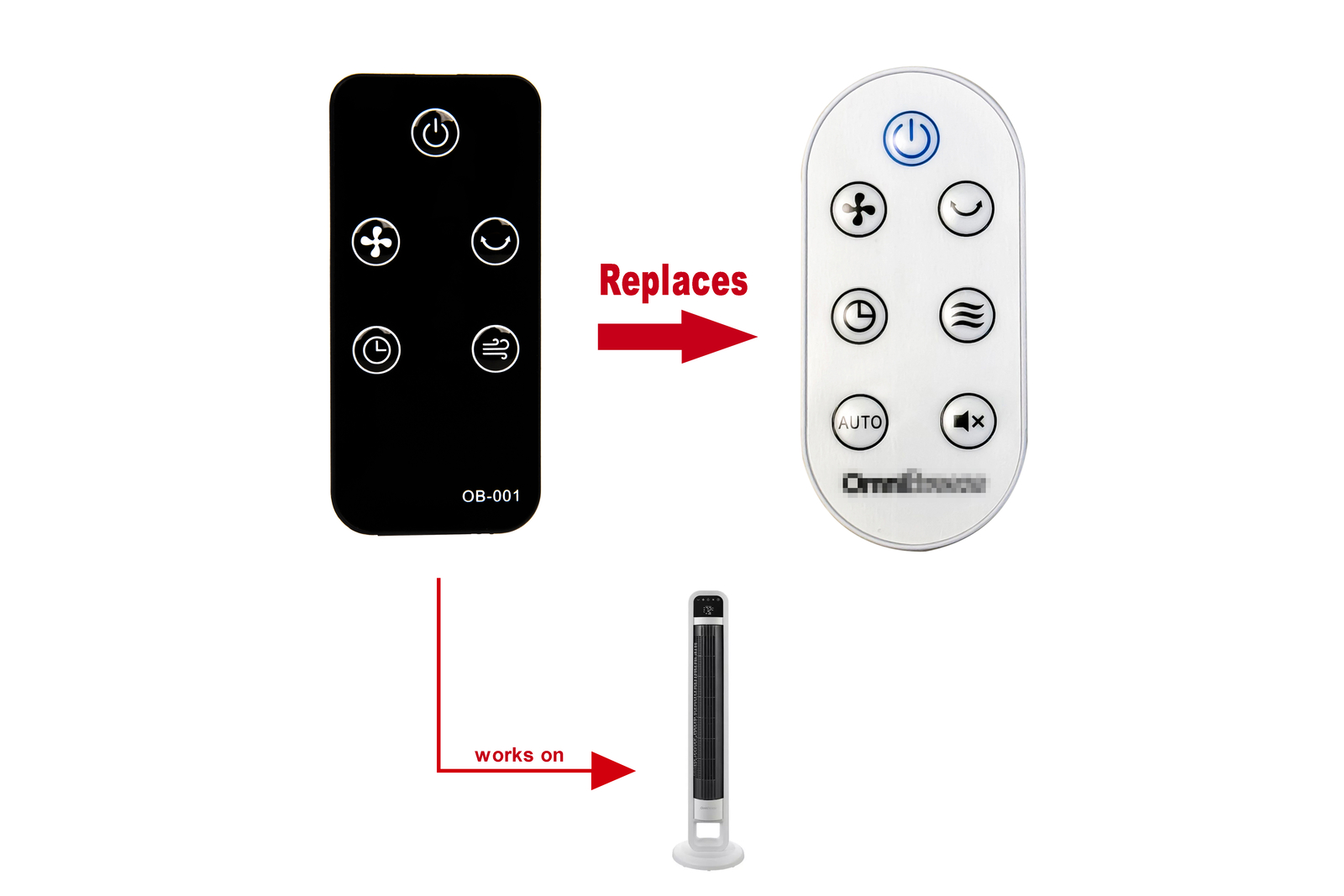 Replacement Remote Control for OmniBreeze Tower Fan DC2313R Costco