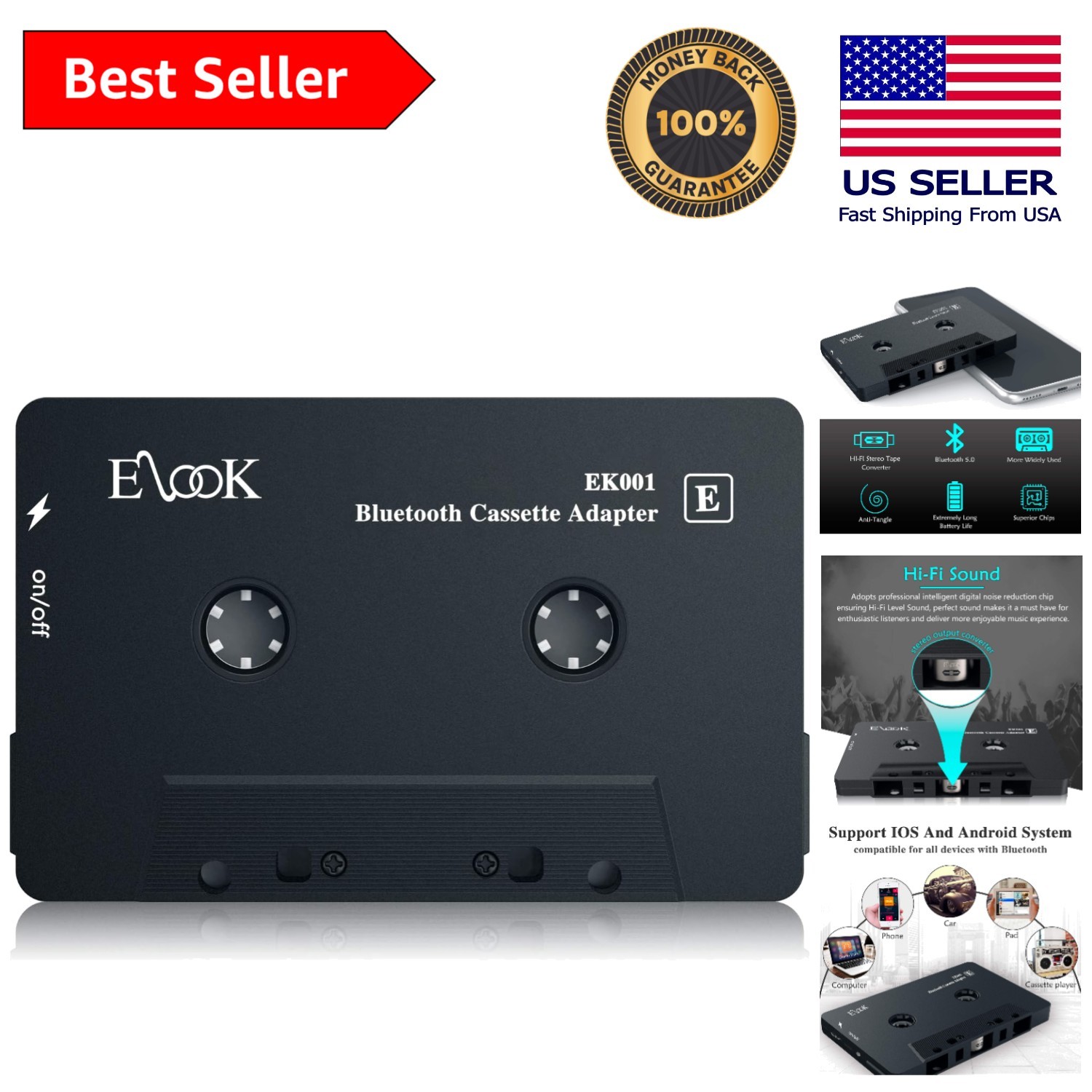 High-Quality Bluetooth Cassette Adapter - Enhance Your Vintage Sound Experience