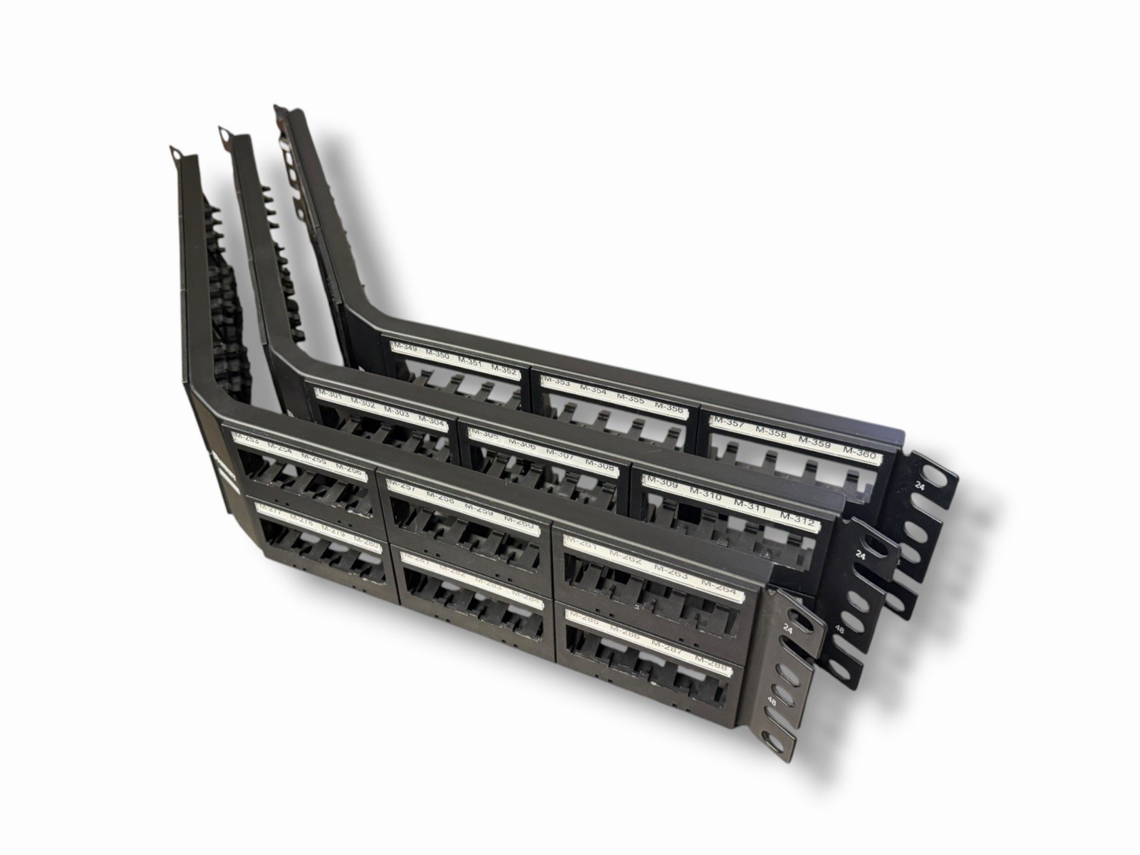 (LOT OF 3) Panduit CPPLA48WBLY Modular Mini-Com Angled 48 Port Patch Panel