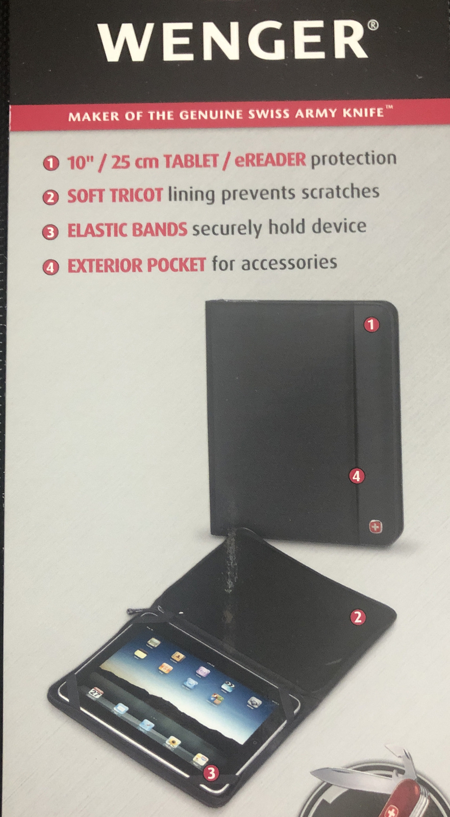 New Wenger Swiss Army DOMAIN 10" BLACK Zippered Tablet eReader Case 66406101 $30
