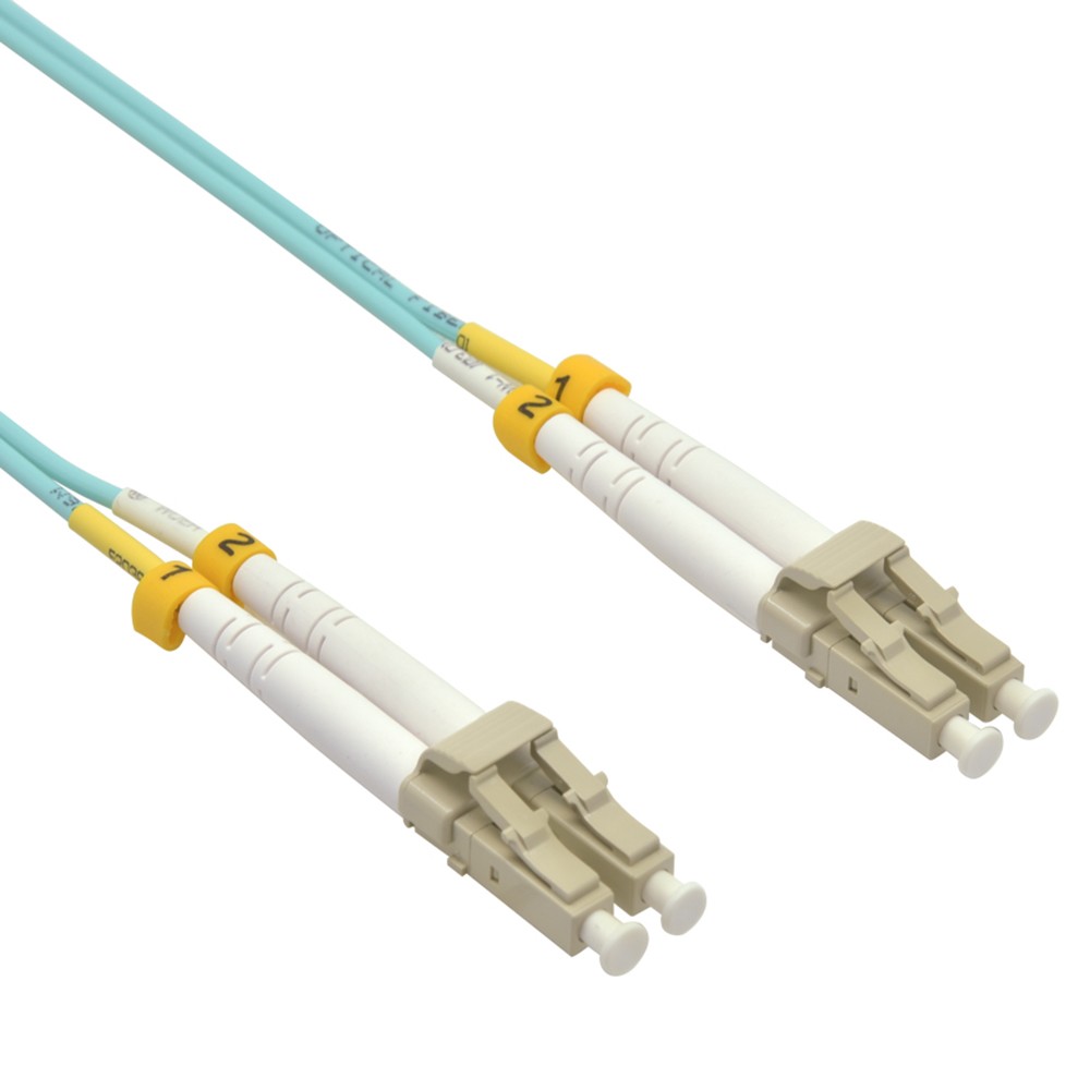 20 Pack of 7m LC/UPC-LC/UPC OM3 Multimode Duplex OFNR 2.0mm Aqua Fiber Optic Pat