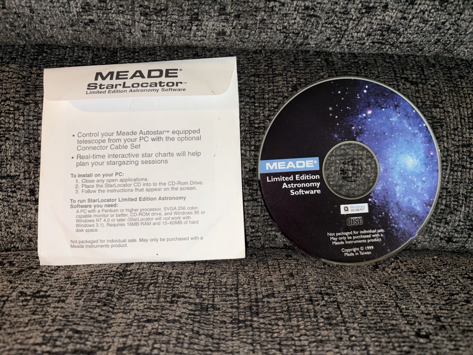 Meade Limited Edition Astronomy Software Windows 95/98/NT Telescope Space CD