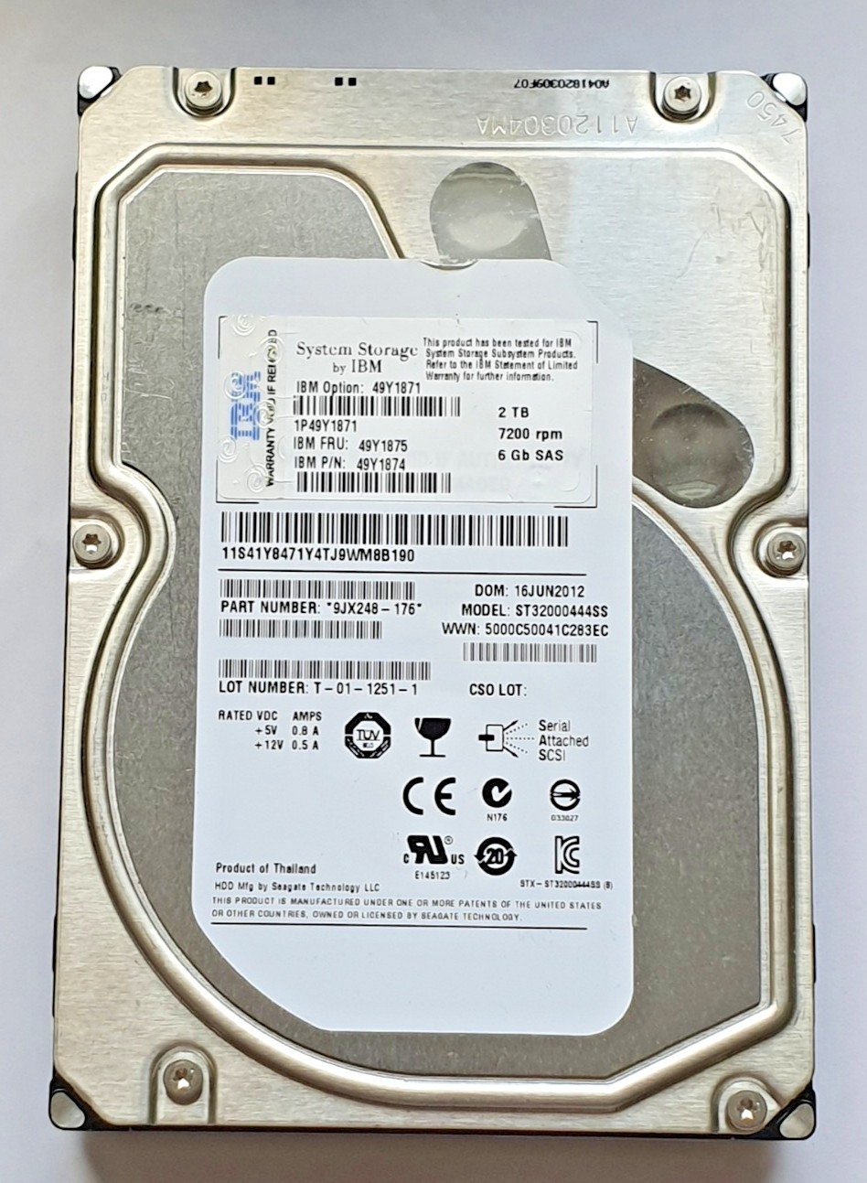 2TB SAS IBM System Storage 49Y1871 ST32000444SS 7200RPM 16MB 3.5" Hard Drive