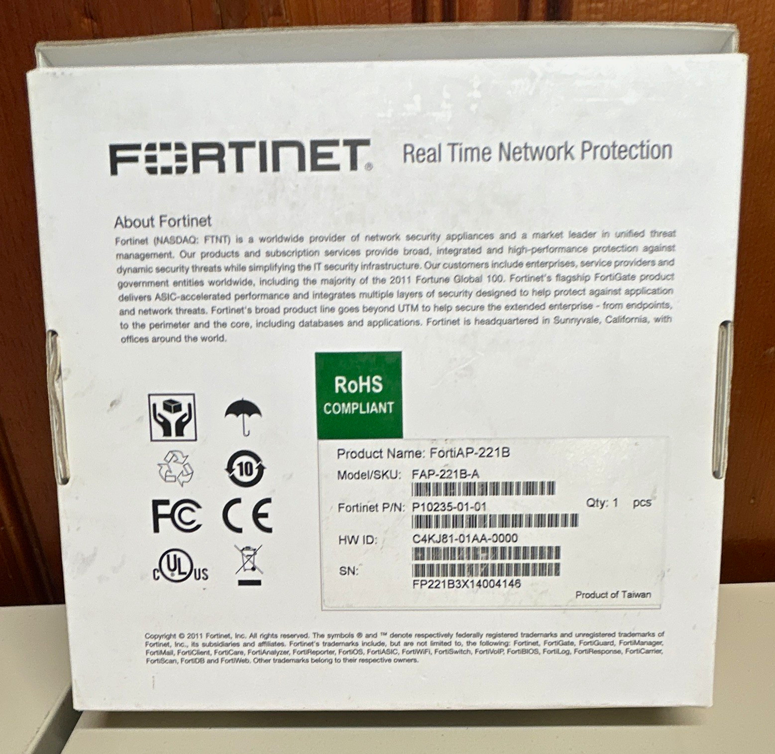 Fortinet FortiAP-221B Firewall Physical Appliance FortiOS FAP-221B-A