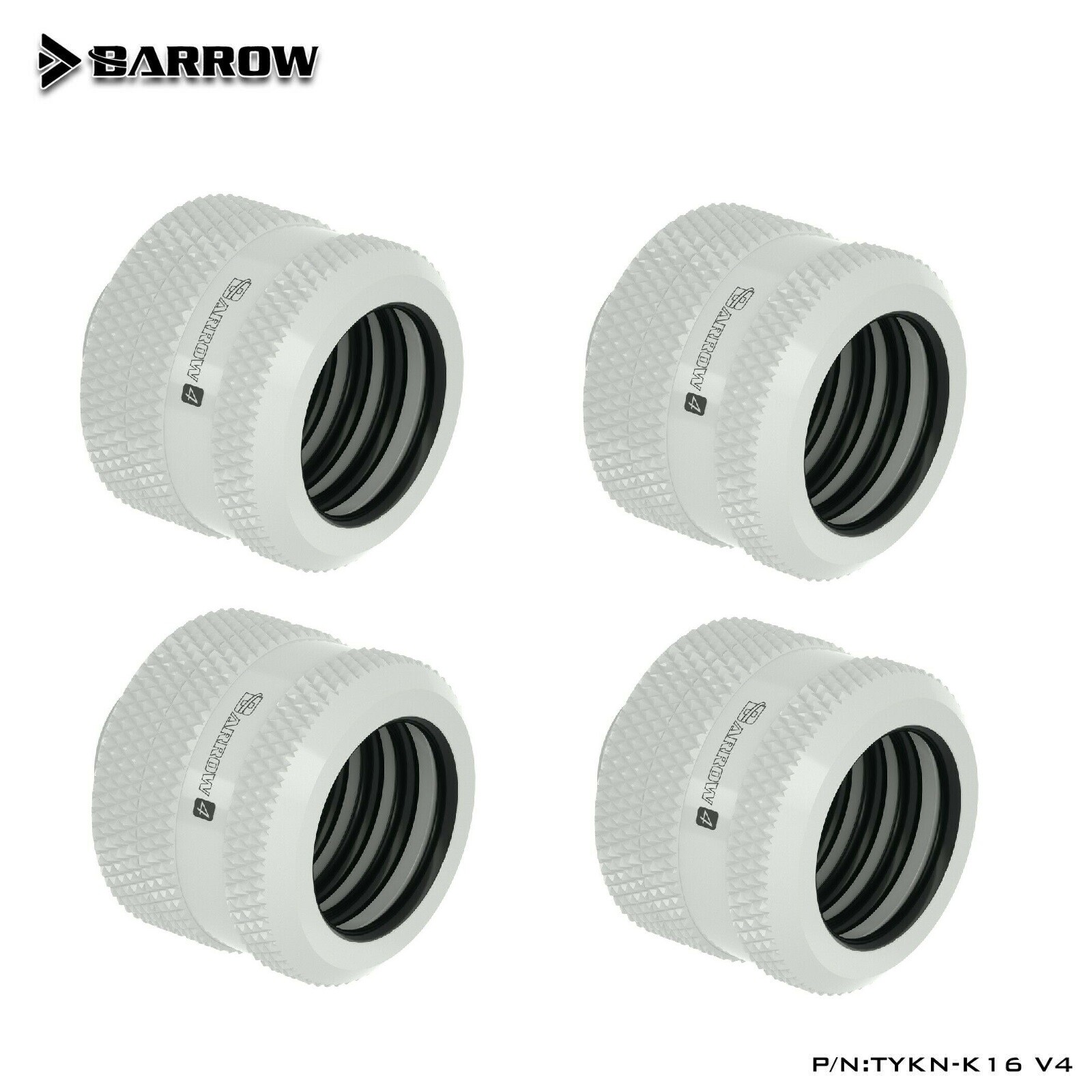 4 Pcs Barrow G1/4" Compression Fitting For 16mm OD Rigid Tube TYKN-K16 V4 White