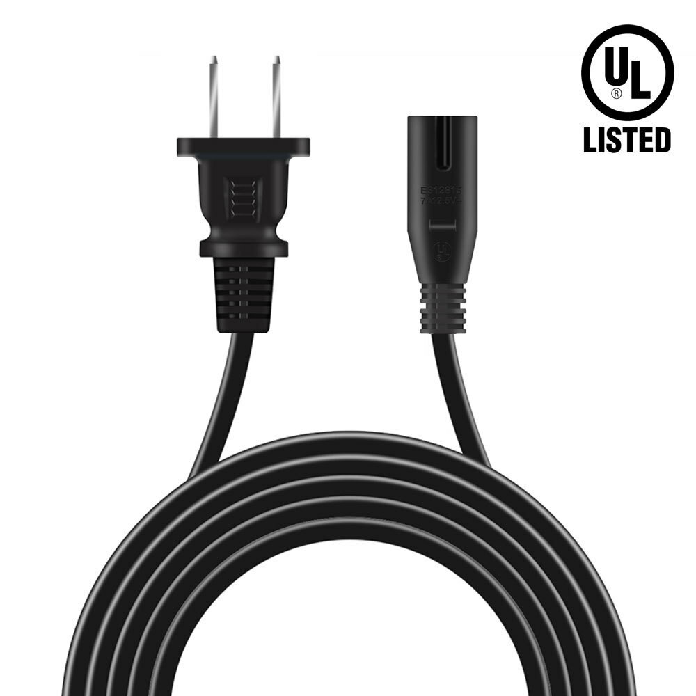 6ft UL US 2-Prong Port AC Power Cord Cable For Sony PS2 PS3 Slim Edition Mains