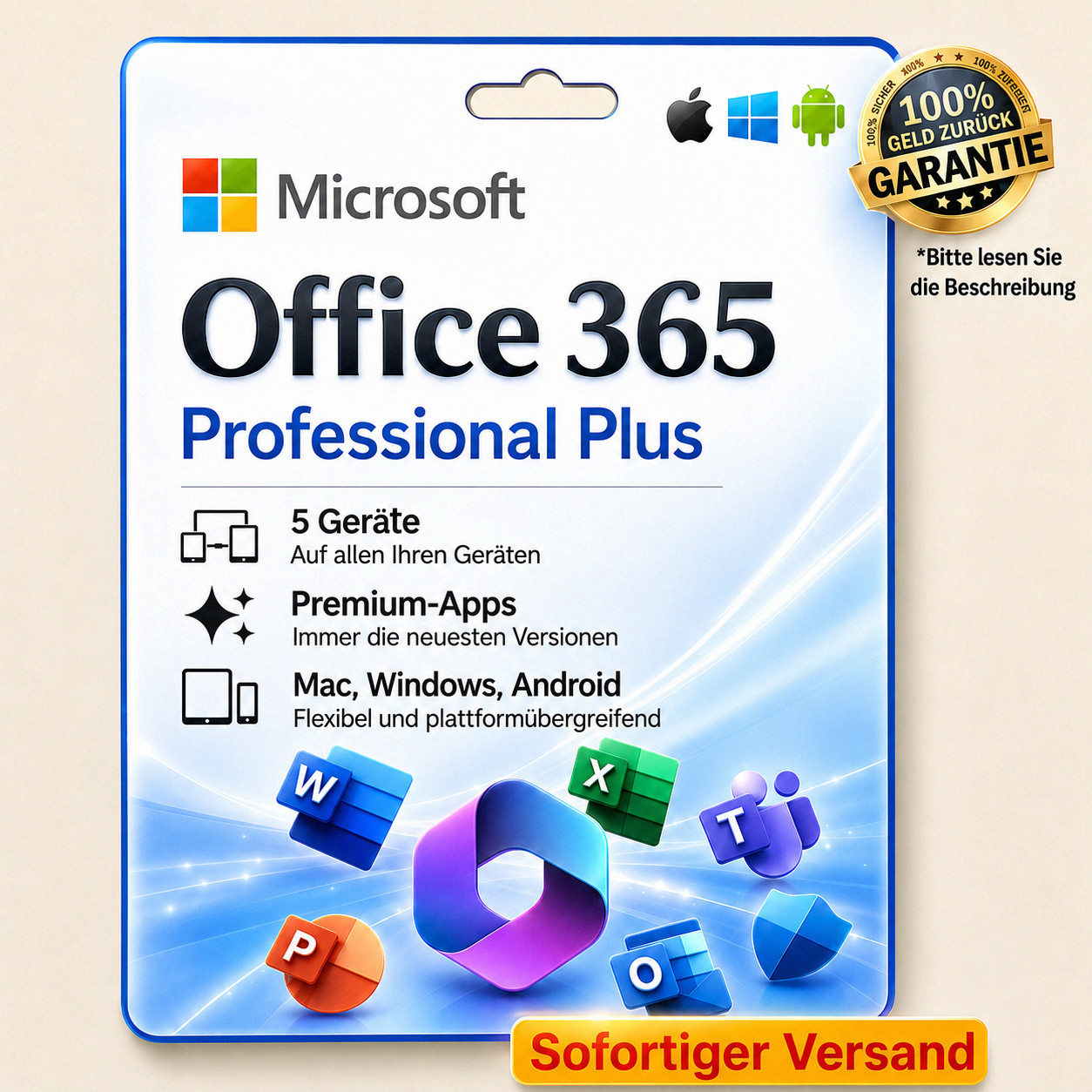Microsoft Office 365 Pro Plus for 5 Devices - Lifetime Account for Mac Win iOS✅
