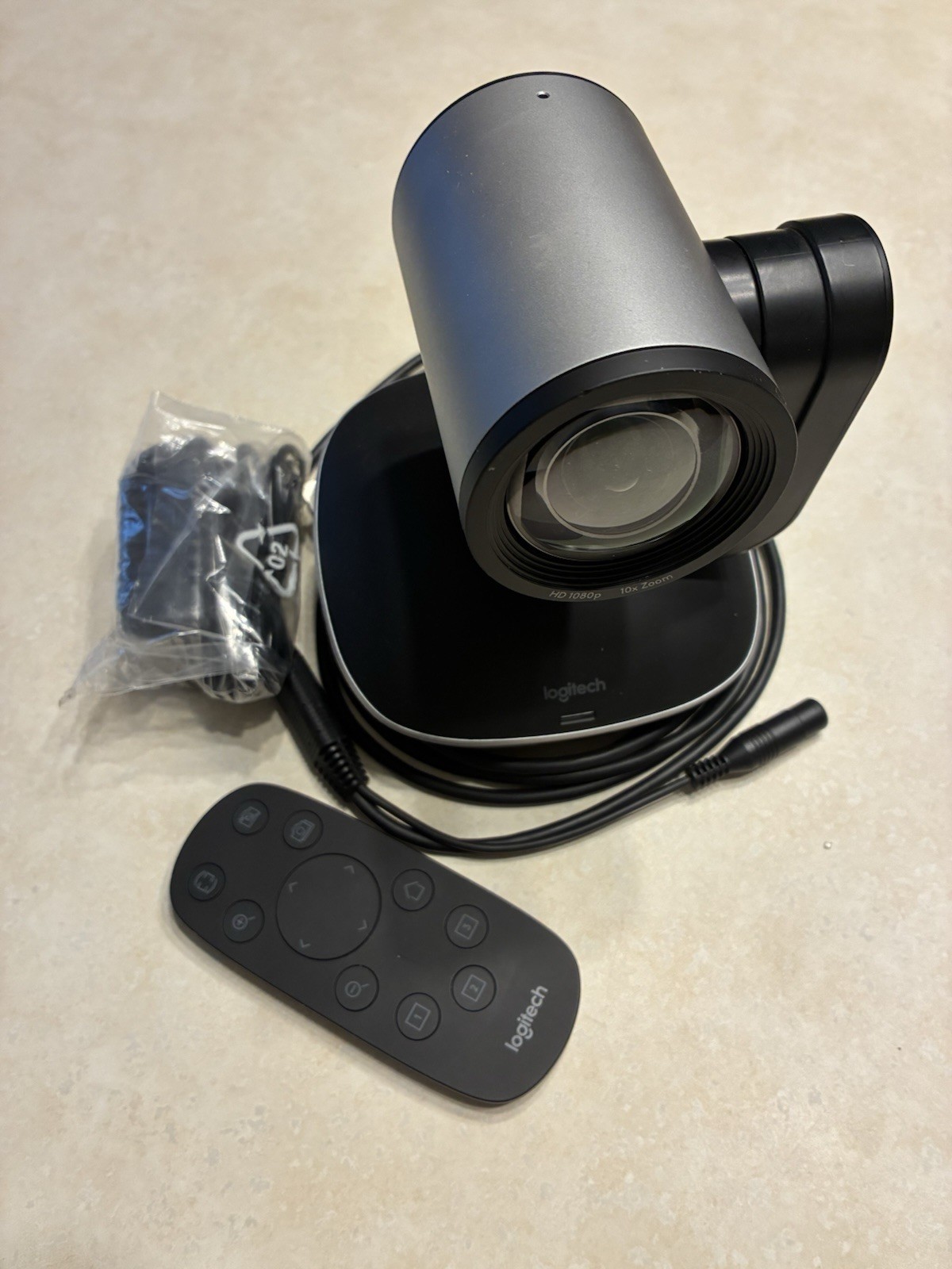 Logitech PTZ USB Conference Camera 1080p HD 10x Zoom w/ Remote & Power Adapter