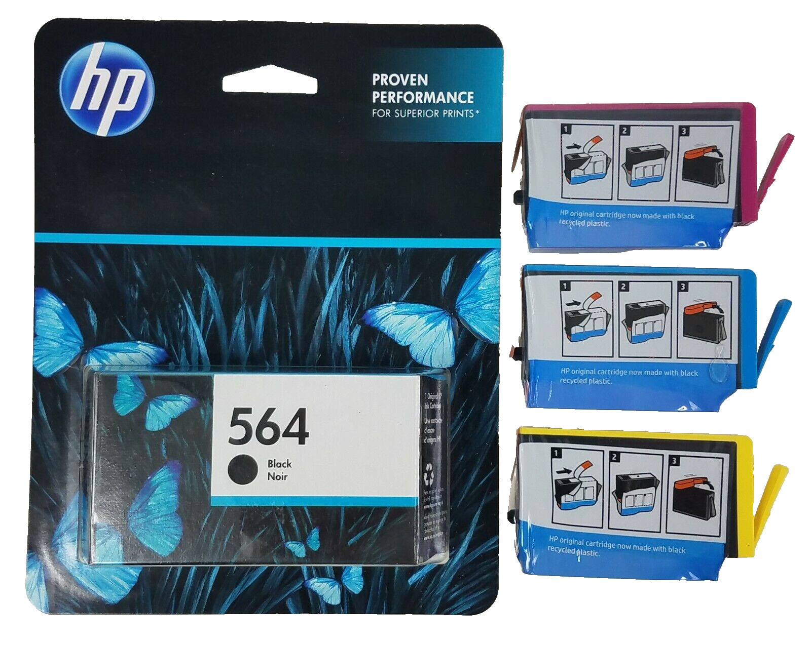NOS Sealed HP Ink Set 564 Photo Black Cyan Magenta Yellow Sealed 2020-22 Exp.