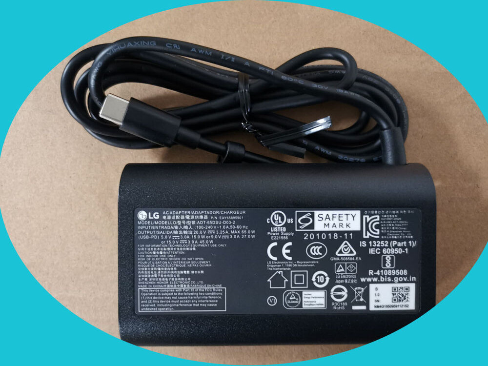 OEM LG 65W Charger Adapter for LG GRAM 16” WQXGA 16Z90S-G.ADB9U1 ADT-65DSU-D03-2