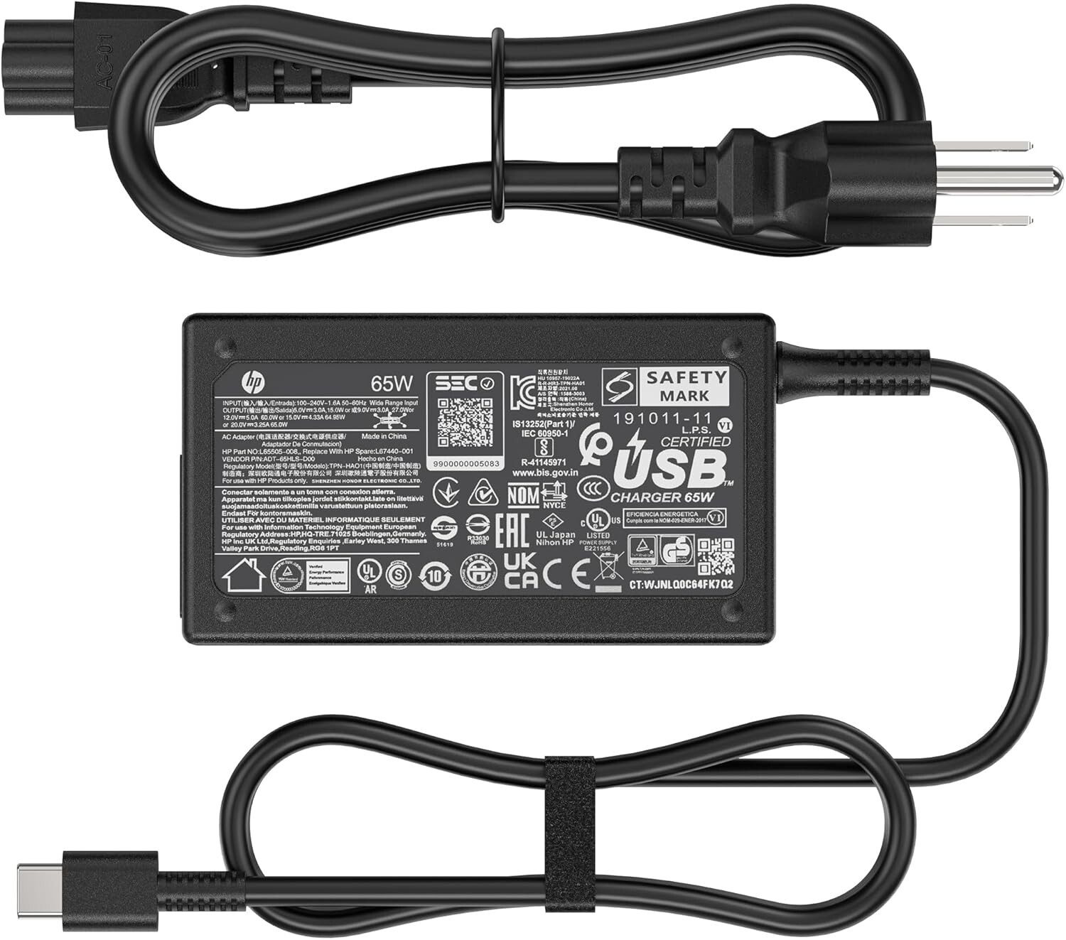 Genuine 65W USB-C Charger for HP  TPN-DA20 TPN-LA23 TPN-HA01 TPN-CA21 L67440-001