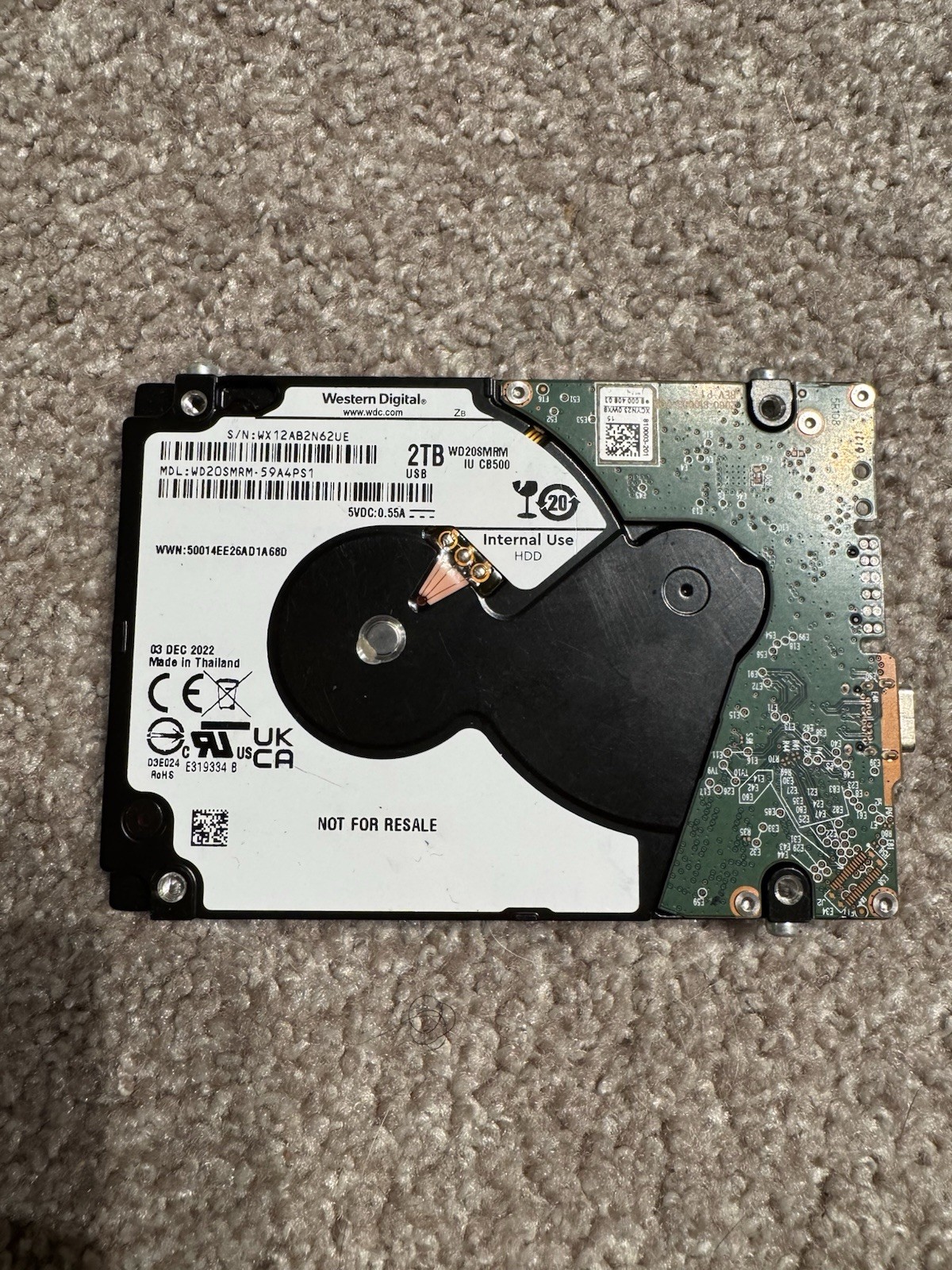 Western Digital 2TB HDD — FOR PARTS / NOT WORKING