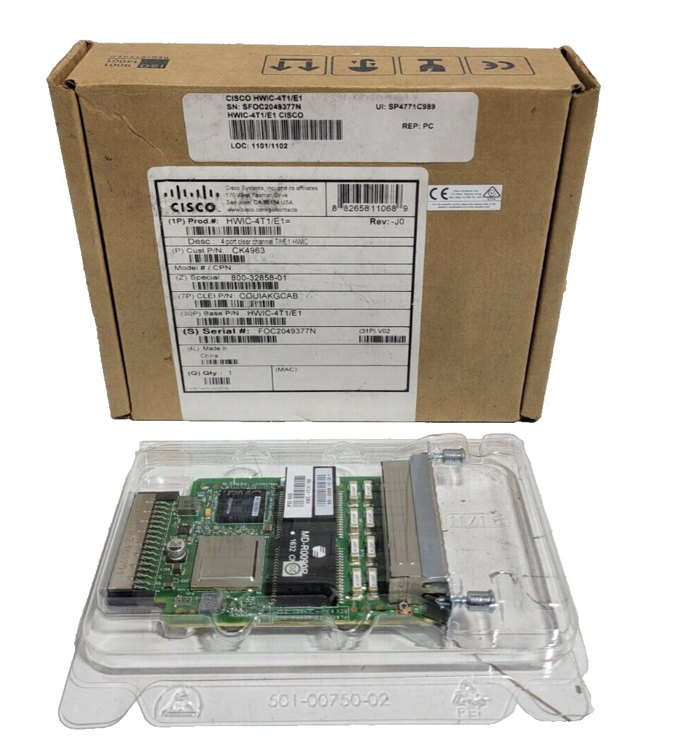 Cisco 73-12947-01 Model: HWIC-4T1/E1 4 Port Channel T1/E1 HWIC NEW.