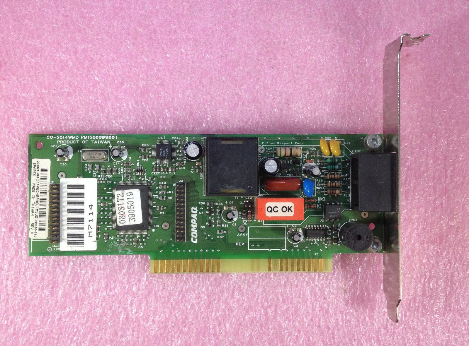 COMPAQ CO-5614WMD INTERNAL 8-BIT ISA 33.6KBps V.34 FAX MODEM - P/N: 293021-001