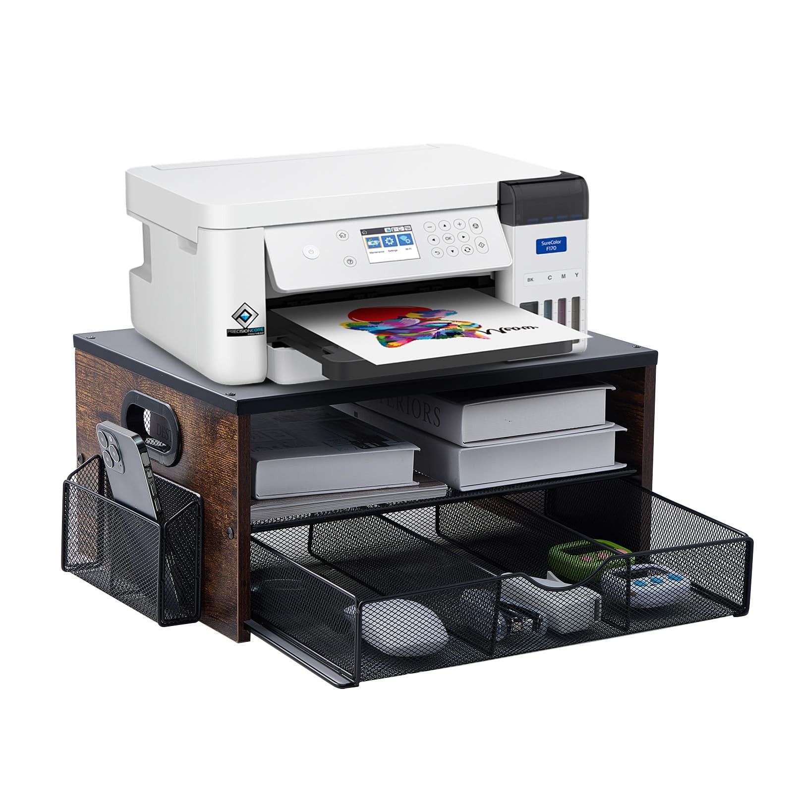 PRINTER STAND Storage Drawer Book Shelf Organizer Desktop 2 Tier XMODDES