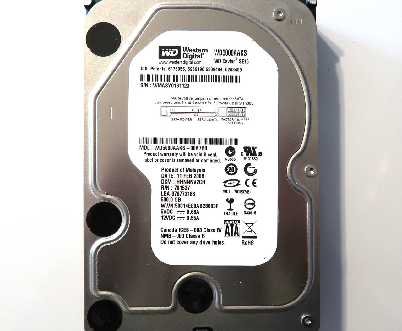 WD WD5000AAKS-00A7B0 (See description for DCM's & HDD Details) 3.5" 500gb Sata
