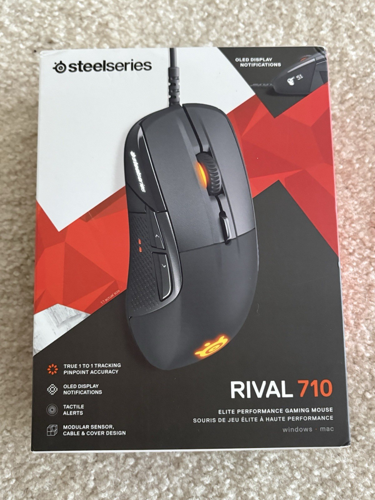 SteelSeries Rival 710 Gaming Mouse OLED Display TrueMove3 Sensor Tactile NEW