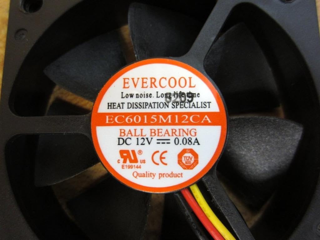 Evercool 60mm x 15mm 12V EC6015M12CA Computer Case Ball Bearing Fan 3-Pin