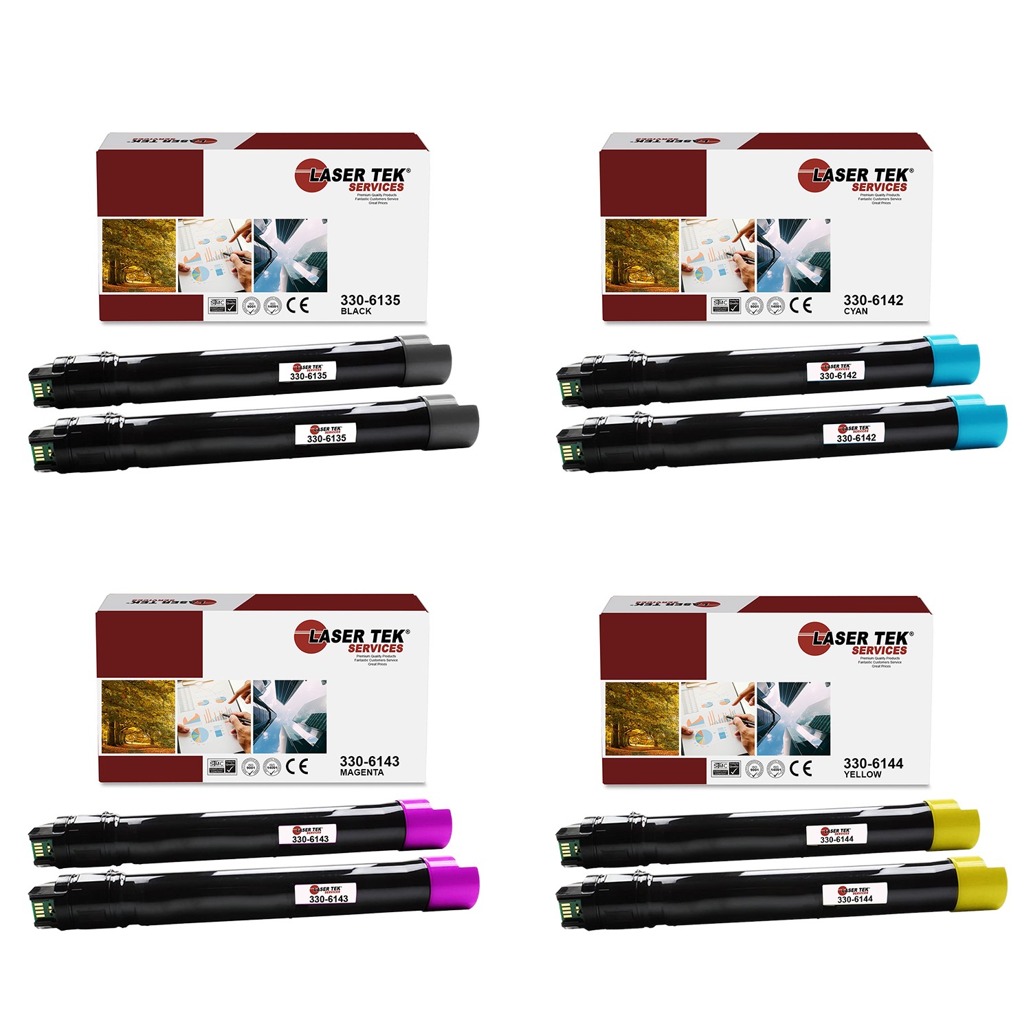 8Pk LTS 7130 B C M Y Compatible for Dell Color Laser 7130cdn Toner Cartridge