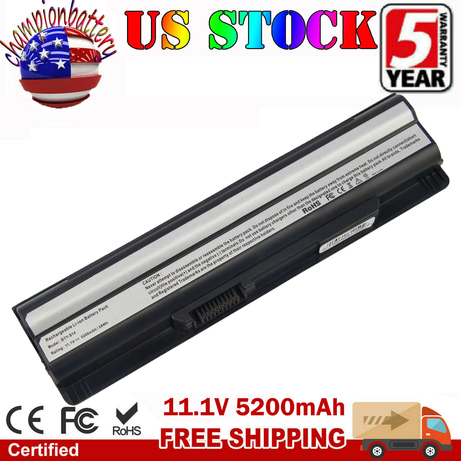 New 6 Cell Battery For MSI GE60 GE70 Series CR41 CX61 CR70 BTY-S14 BTY-S15 