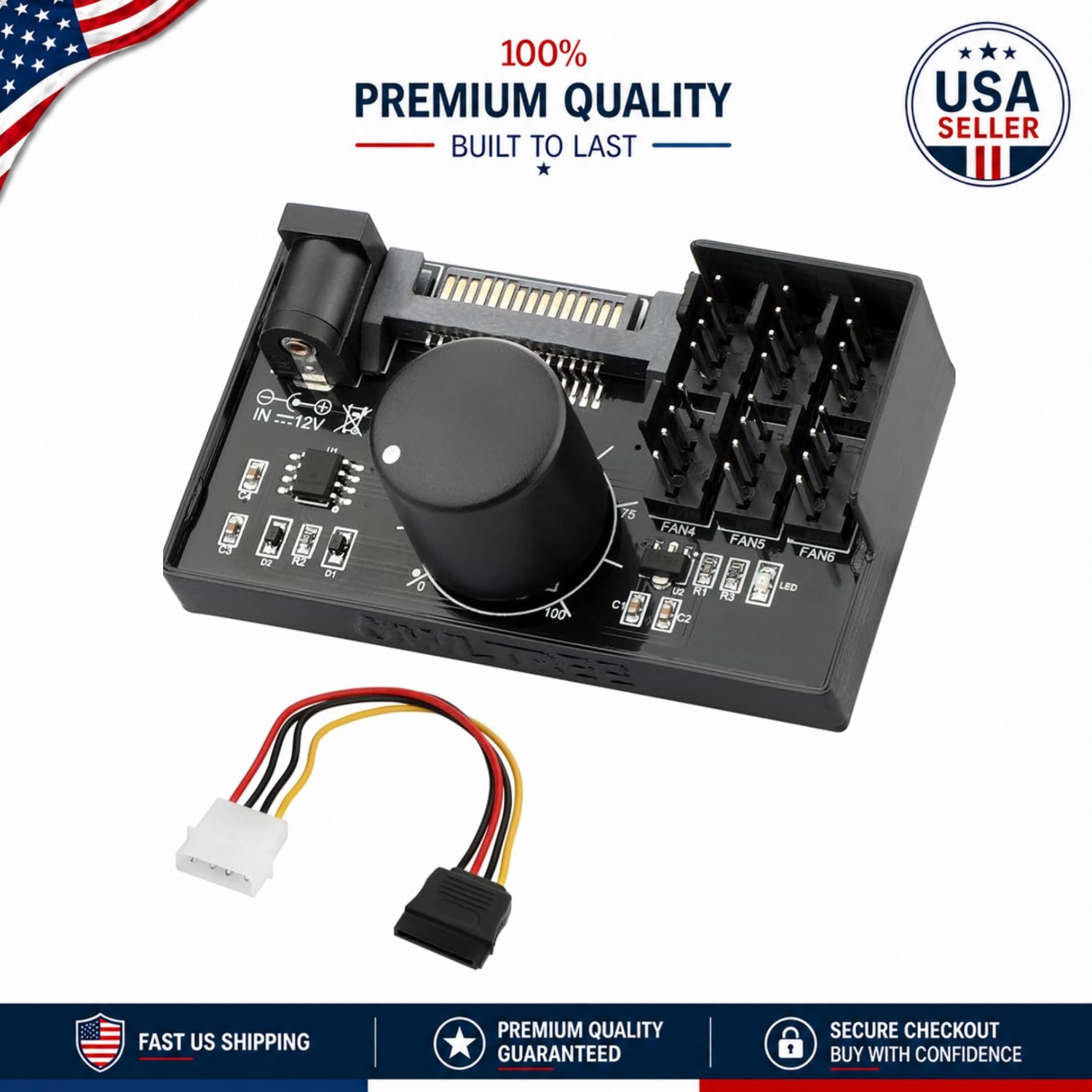 Versatile 4 Pin 12V PWM Fan Controller | 60W Maximum Output and Flexibility