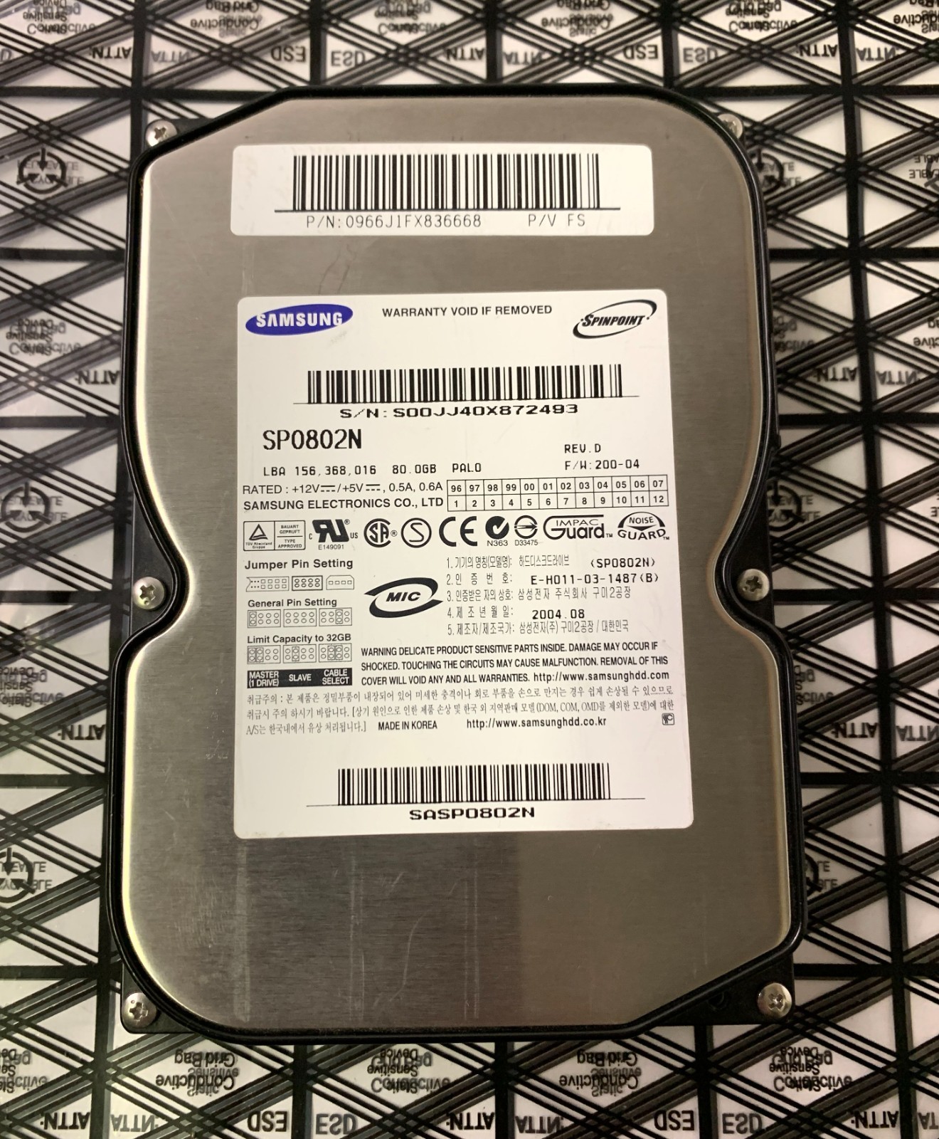 SAMSUNG SpinPoint SP0802N 80GB 7200RPM 2MB IDE Ultra ATA133 / ATA-7 3.5" HDD