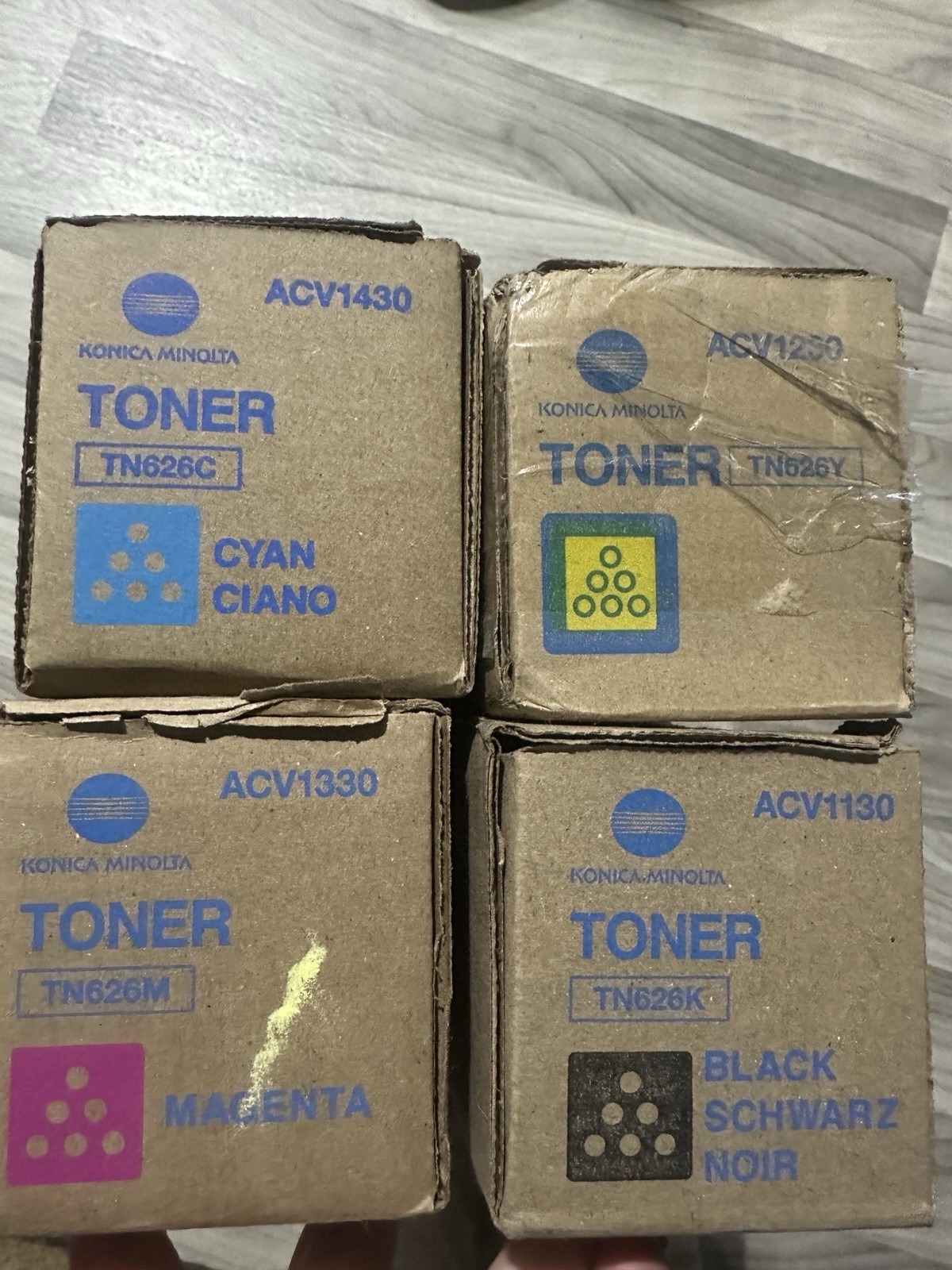 Original Konica Minolta Toner Cartridge Set TN626 CYMK Bizhub C450i C450i C650i