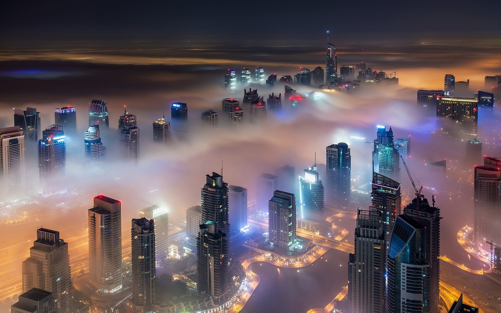 Landscape cityscape skyscraper mist lights architecture Custom Gaming Mat Desk