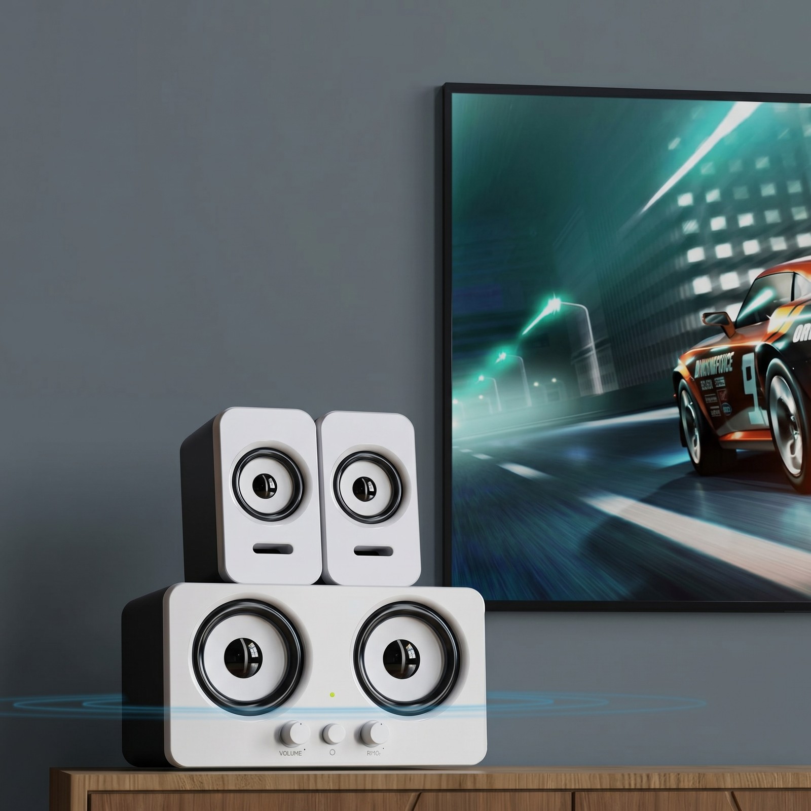 USB Powered Gaming Computer Speaker System Wired 3.5mm Audio Bass/Treble Control