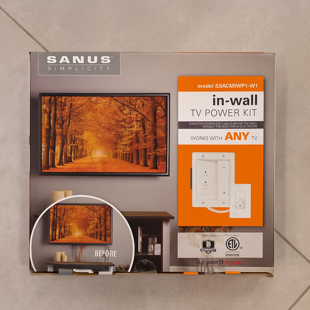 New SANUS Simplicity In-wall TV Power Kit Cable Management SSACMIWP1-W1 CP